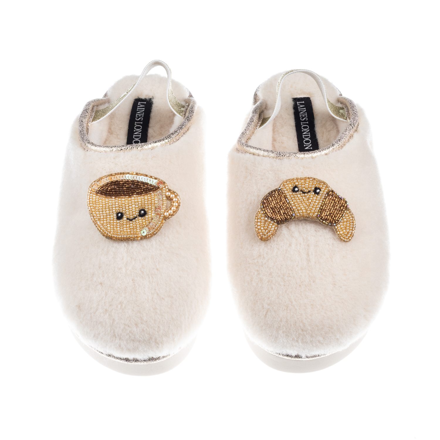 Laines London Women's Gold / Neutrals / White Flatform Cloud Closed Toe Slippers With Laines Lovables Coffee & Cro