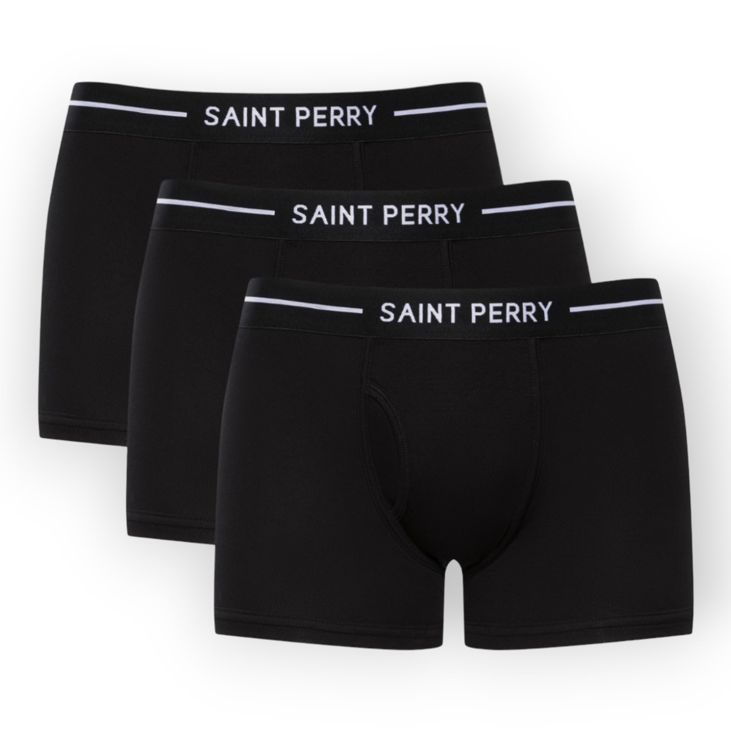 Men’s Cotton Boxer Brief Three Pack- Black XXL Saint Perry