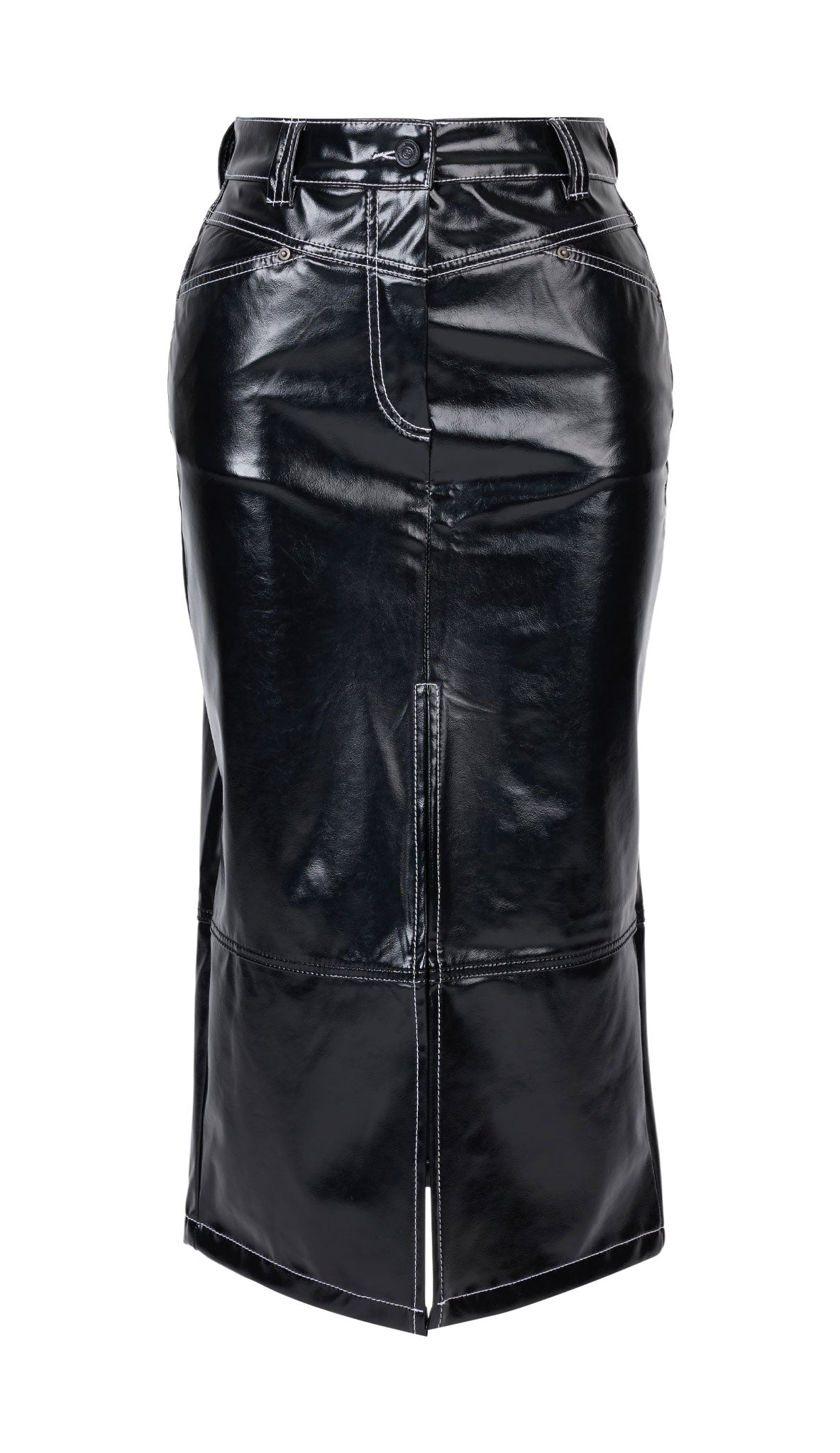 Rhodaine Women's Black Poppy Faux Leather Skirt In Black