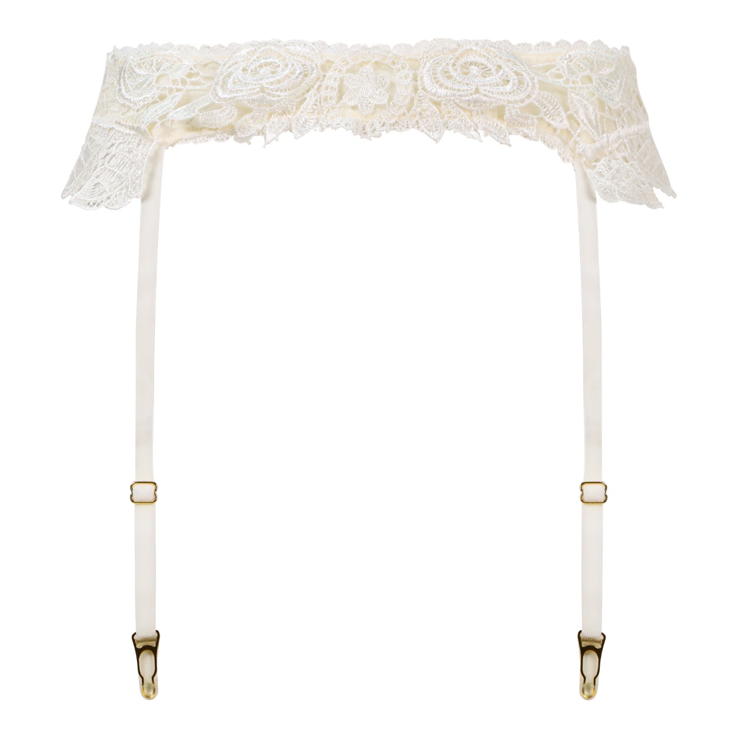 Belle-et-bonbon Women's White Ivory Bisoux  Bridal Suspenders With Crystal Embellishments In White