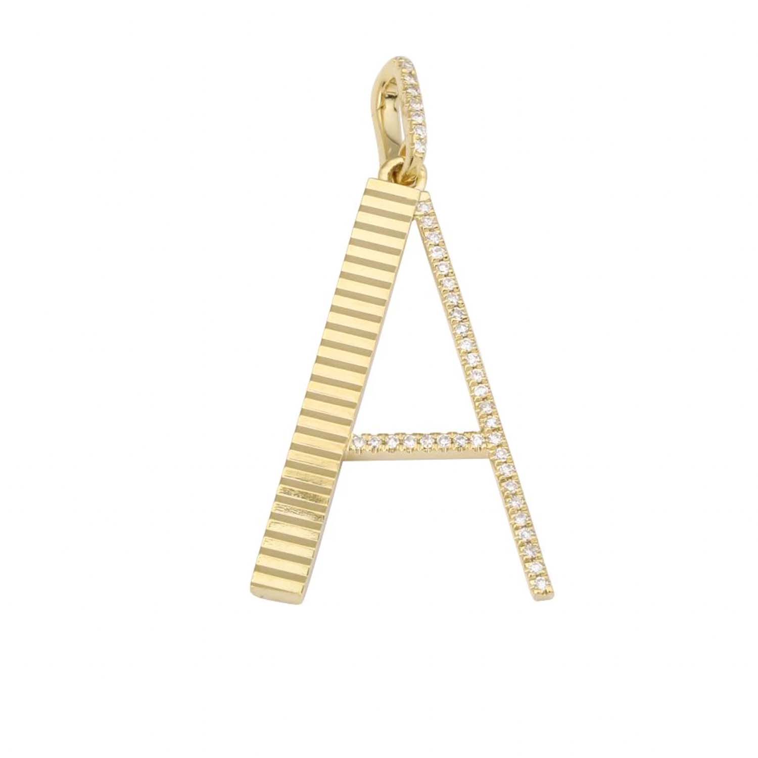 Large Retro Fluted Letter Charm