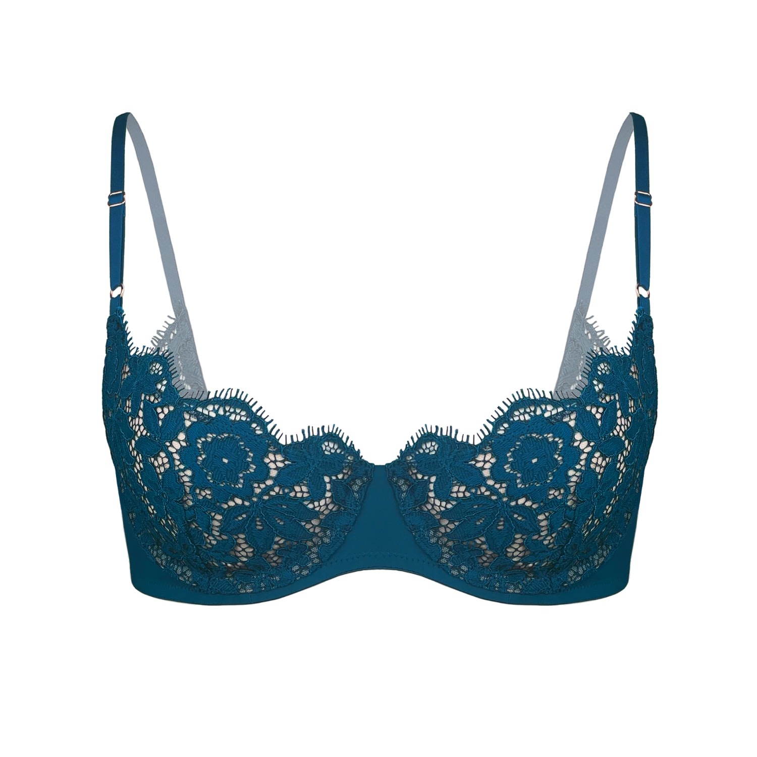 Monique Morin Lingerie Women's Blue Frisson Scoop Demi Bra Tourmaline In Blue