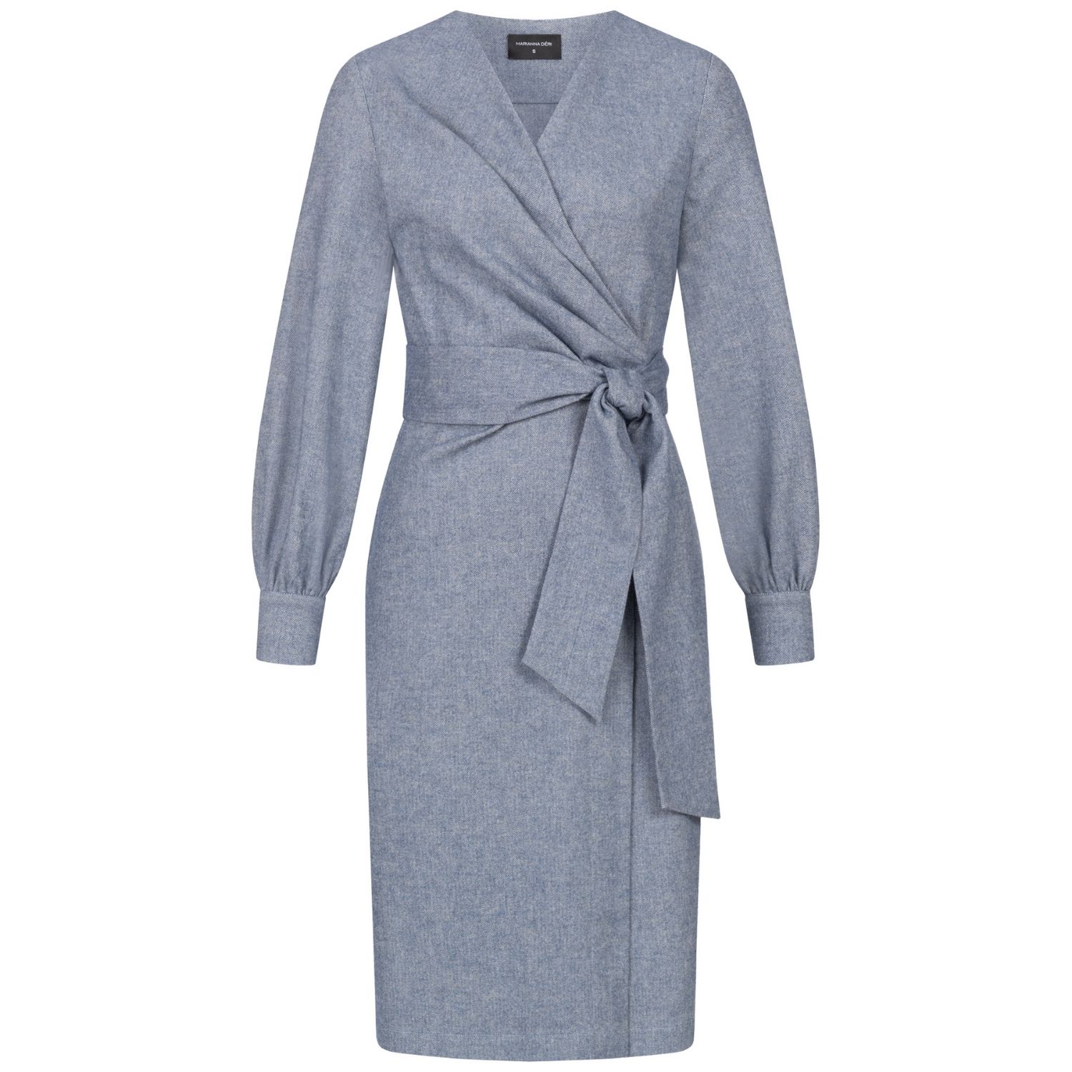 Marianna Déri Women's Blue Herringbone Wrap Dress In Blue