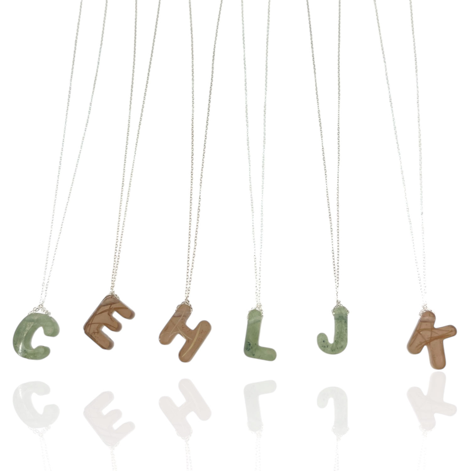 Bio-trimmings Women's Green Initial Bio-gem Silver Necklace Emerald