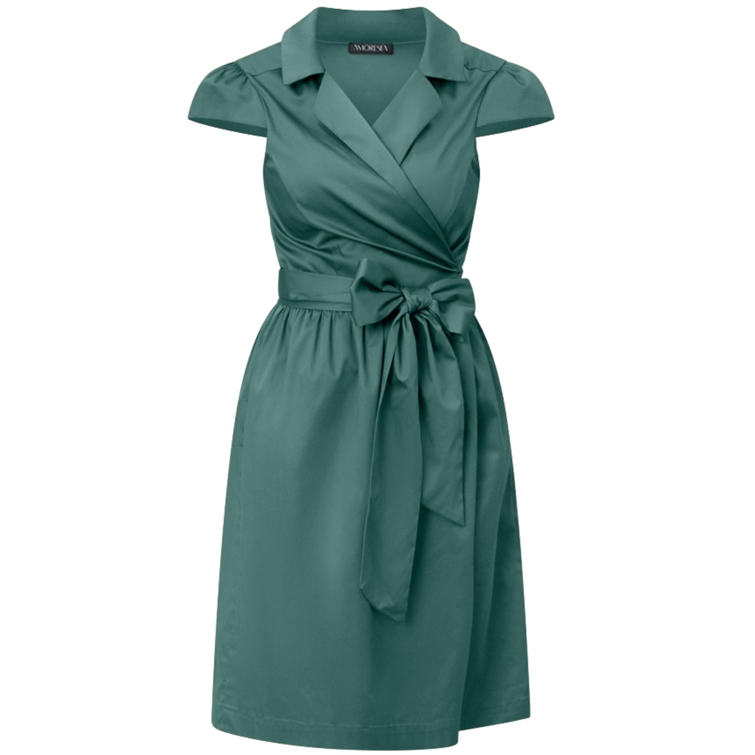 Amoresea Women's Ethereal Green Cotton Wrap Dress With Pockets In Green