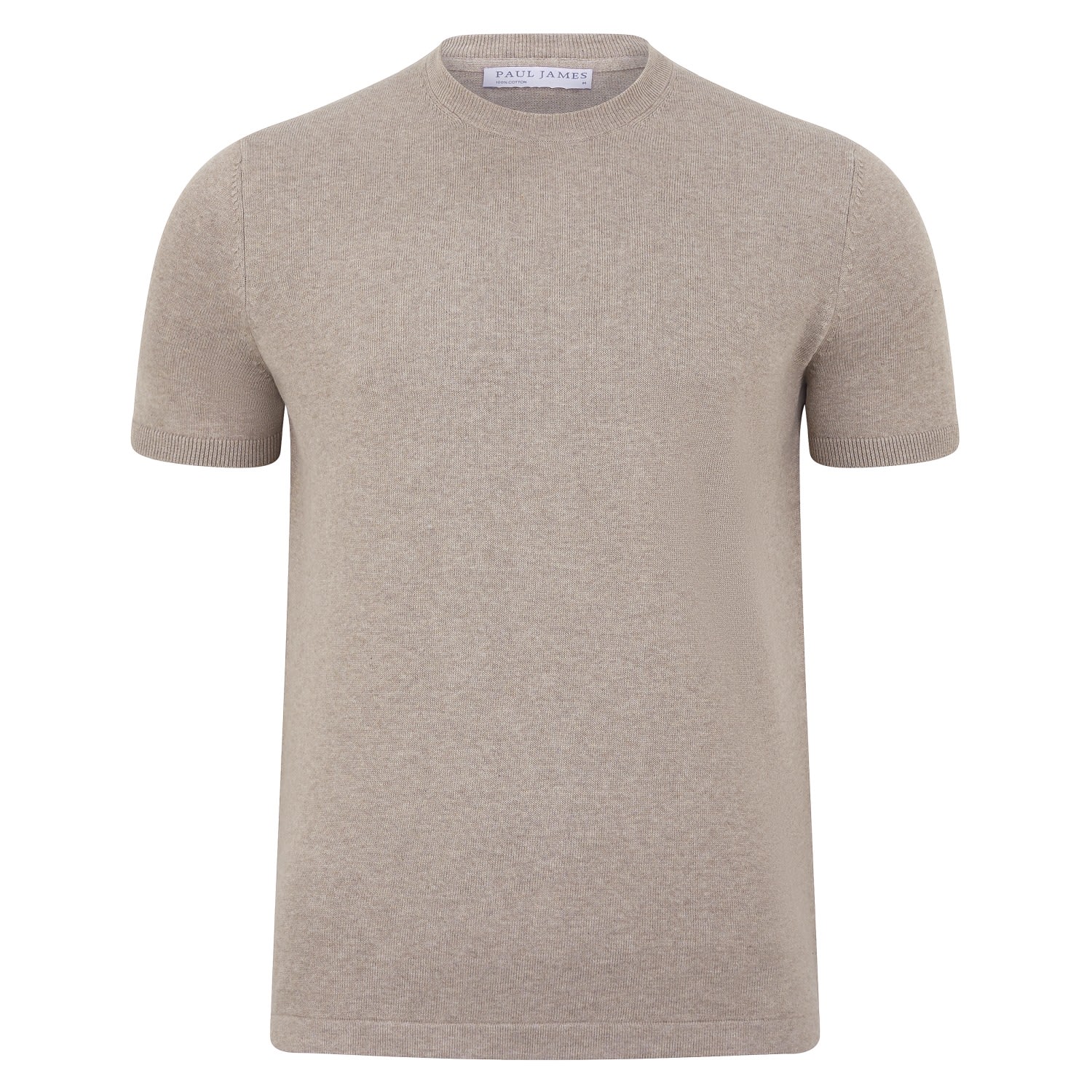 Paul James Knitwear Neutrals Mens Midweight Julius Cotton Knitted T-shirt - Natural