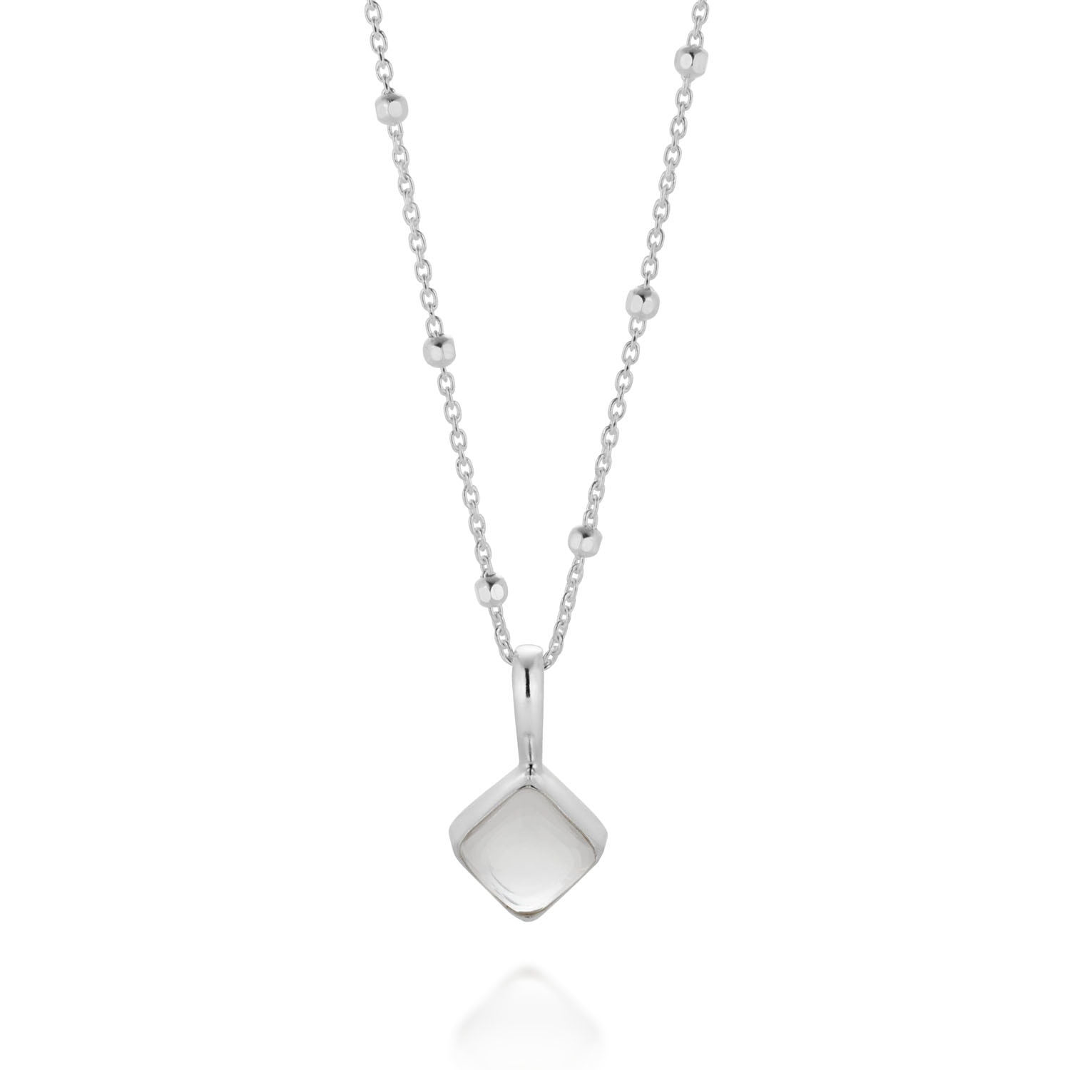 Nellou Jewellery Women's Neutrals Diamond Crystal Birthstone April Necklace Sterling Silver In Gray