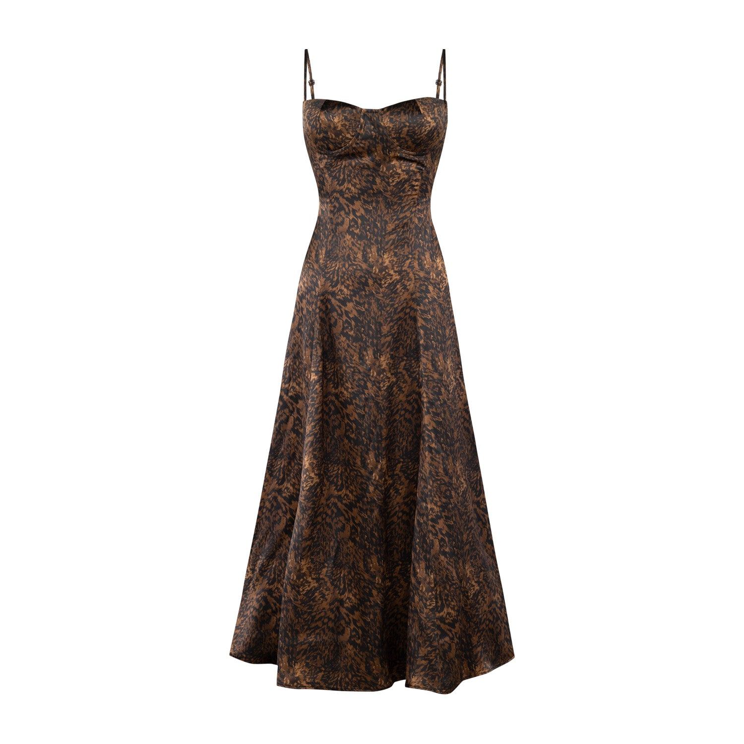 Pcfg Women's Black / Brown Your Itch Silk Dress - Leopard