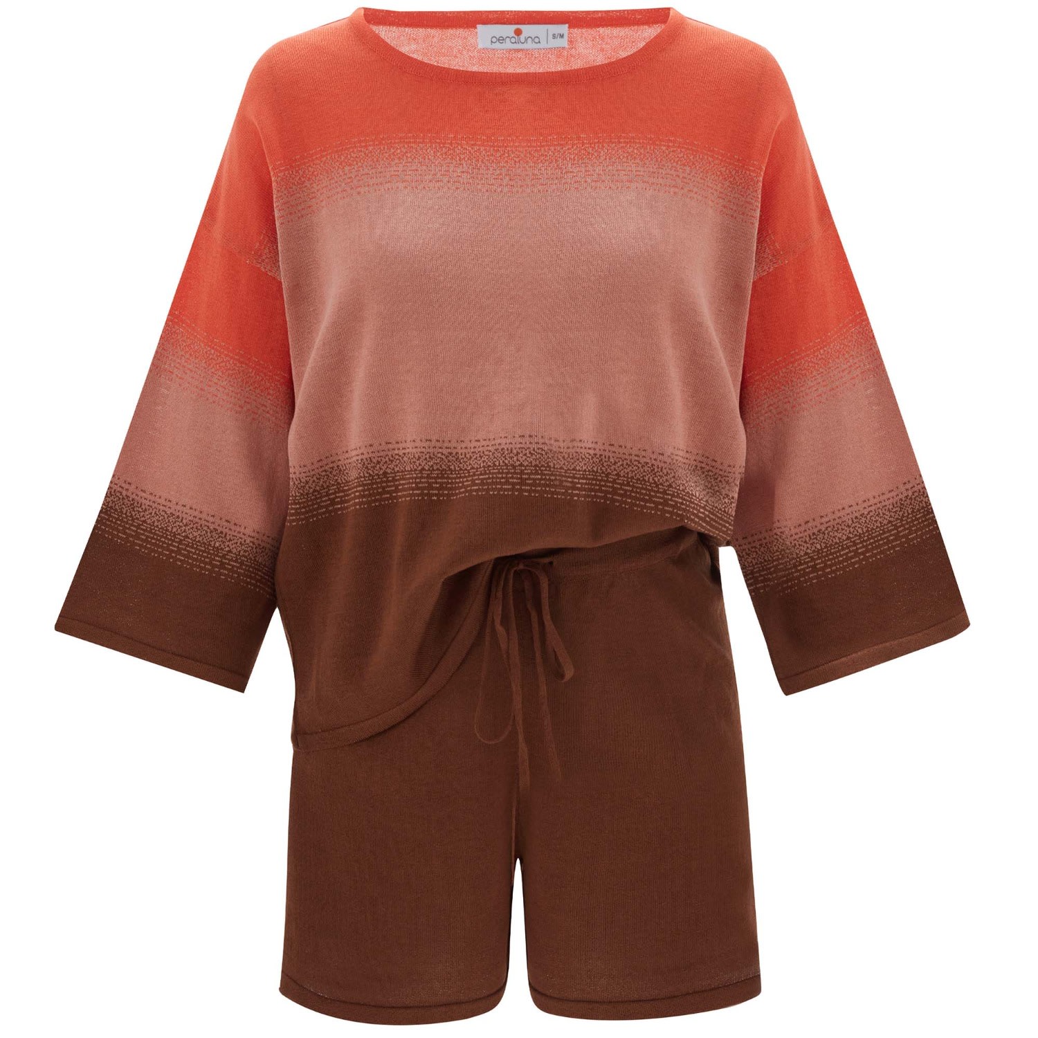 Yellow / Orange Siri Knitted Blouse & Shorts In Nile Salmon L/Xl Peraluna