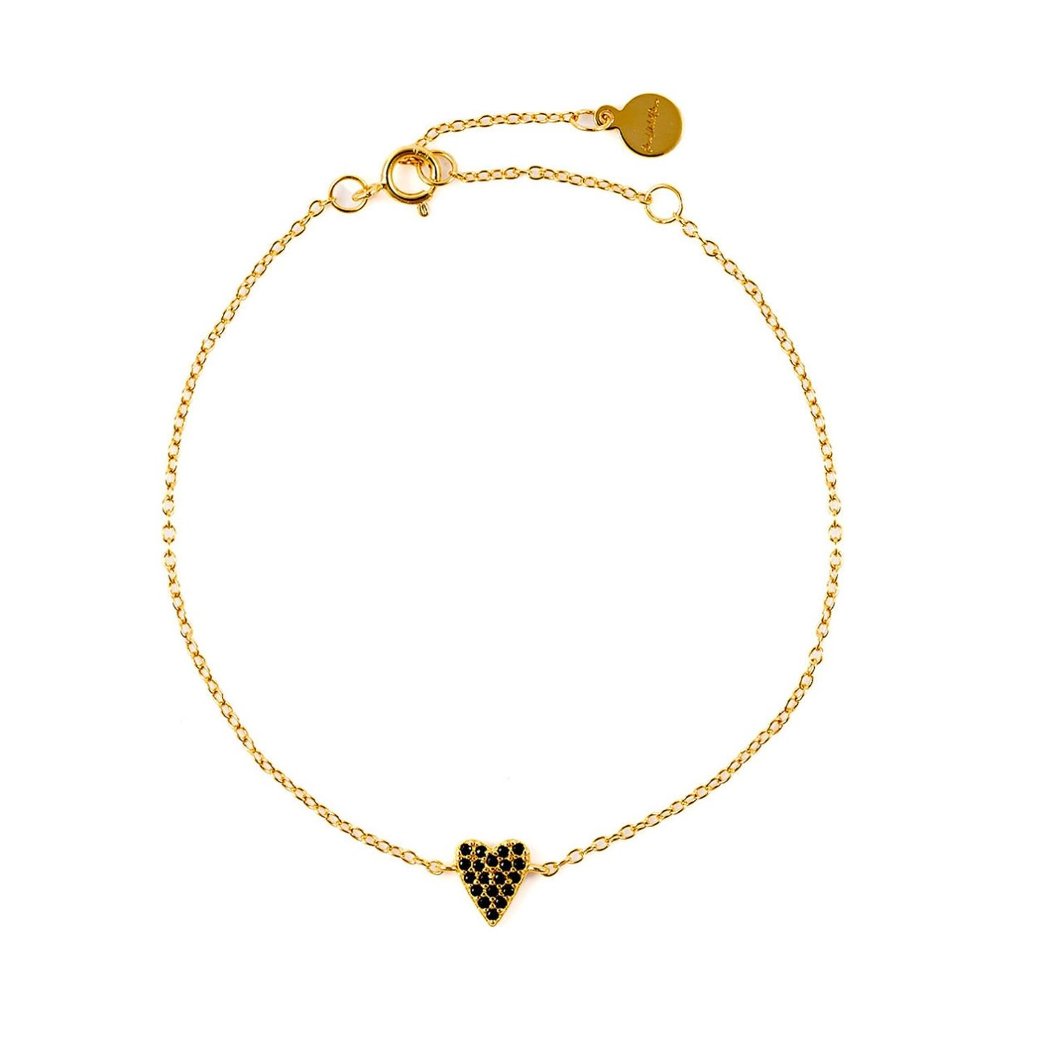 Onewildone Women's Gold / Black She's So Lucky Heart Bracelet In Multi