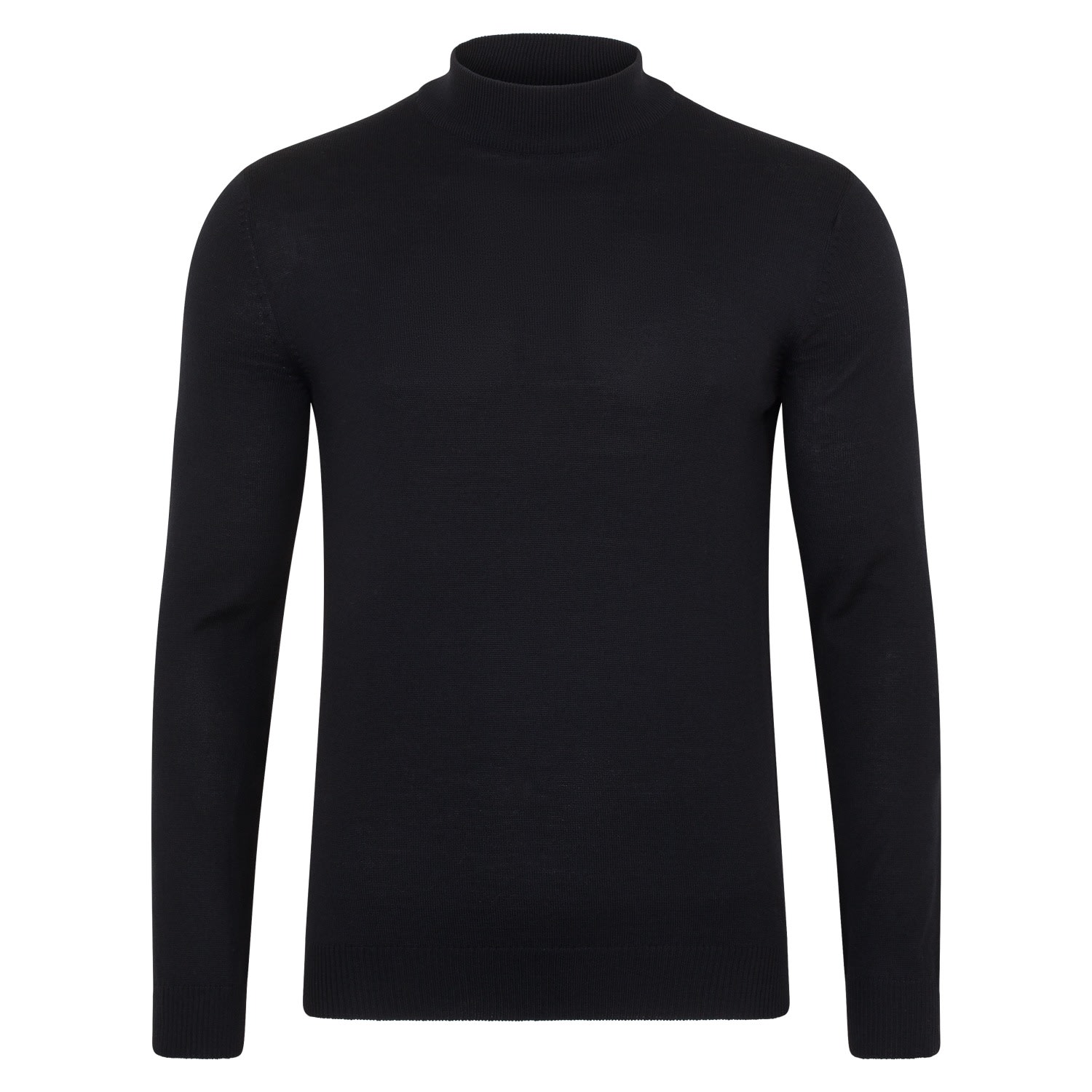 Paul James Knitwear Mens Extra Fine Merino Wool Mock Turtleneck Shaw Jumper - Black In Black