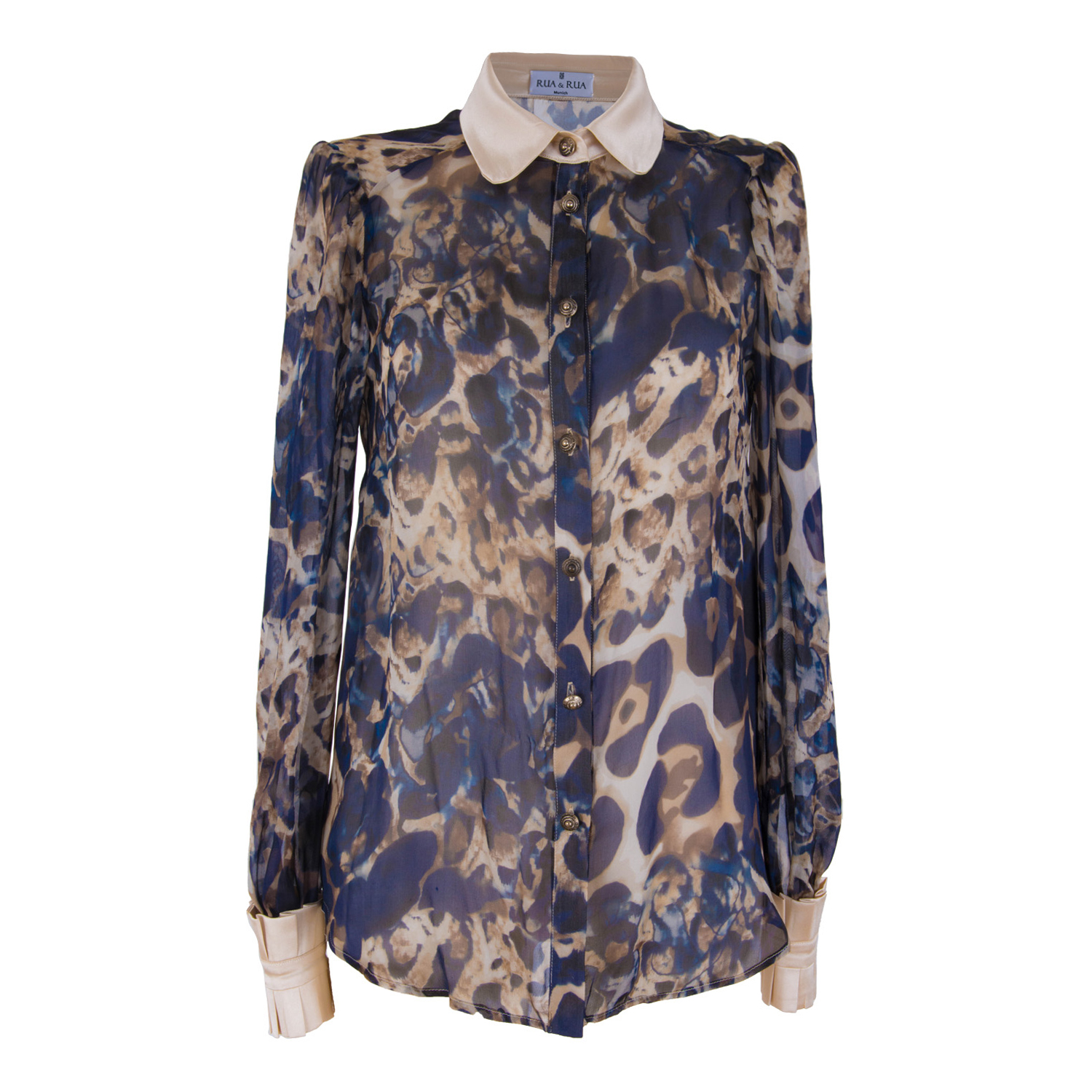 Leopard print silk shirt with classic collar