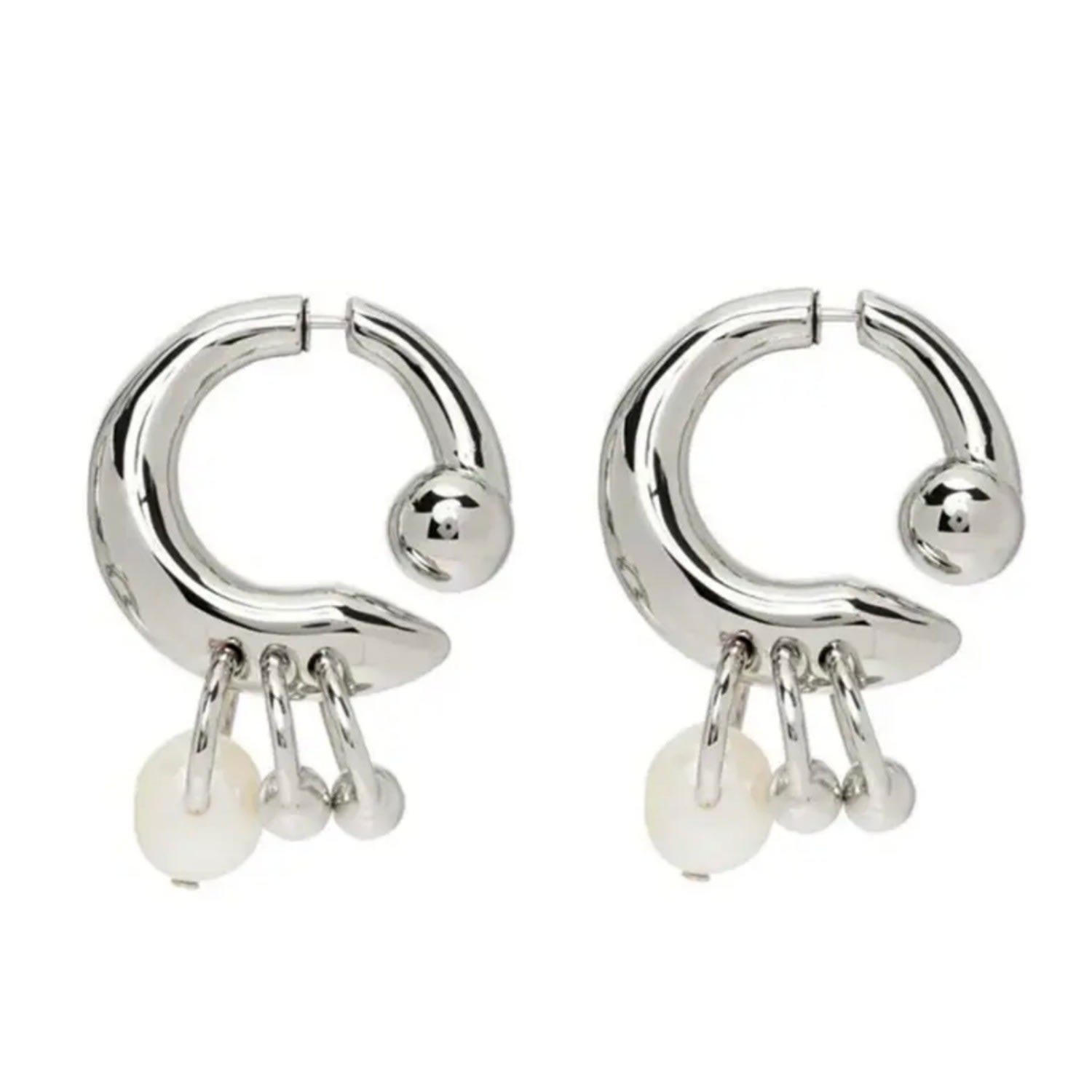 Arsn The Label Women's Silver Two Truth One Lie Pearl Pendant Earring In Metallic