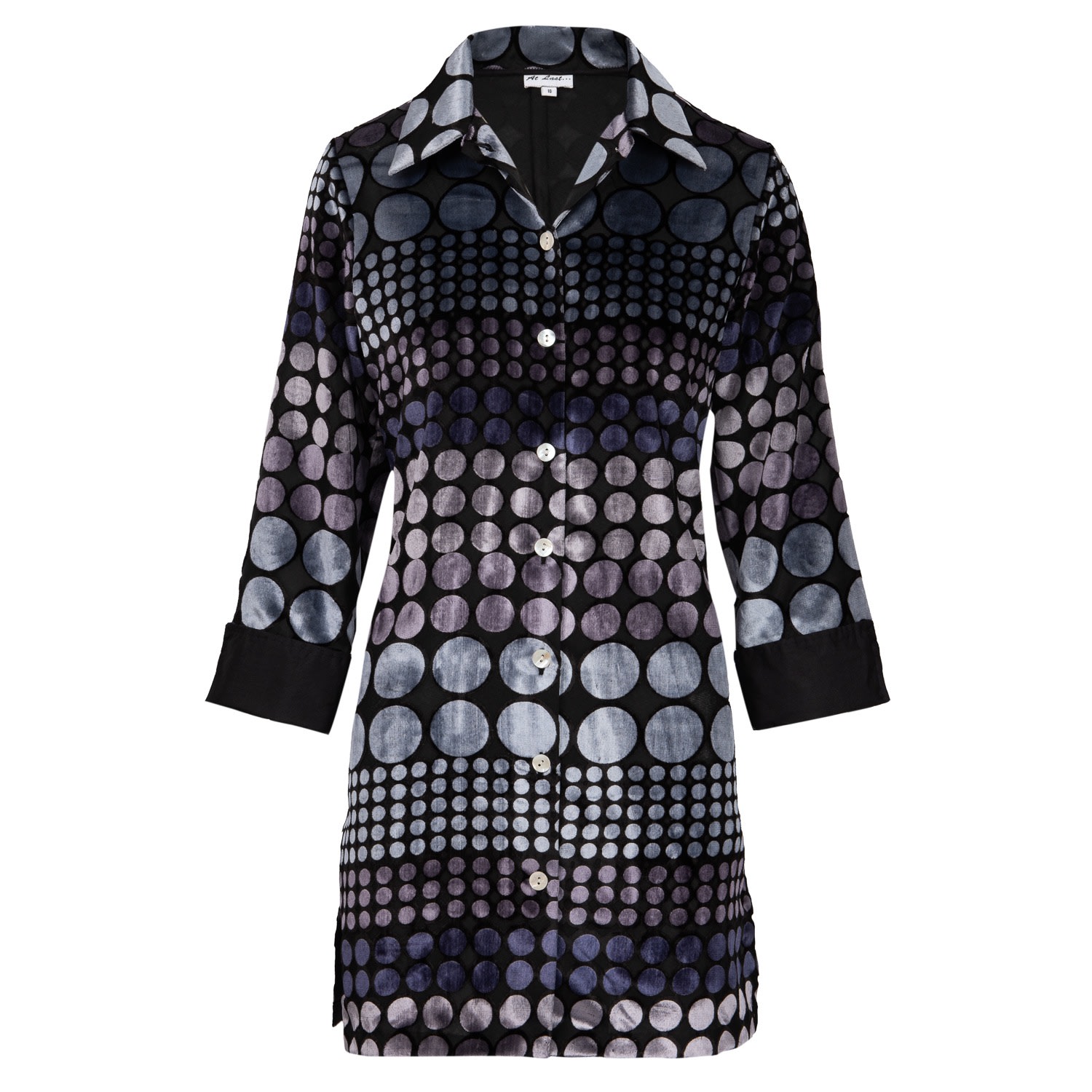 At Last... Women's Amanda Velvet Shirt - Grey Boho Shirt In Grey