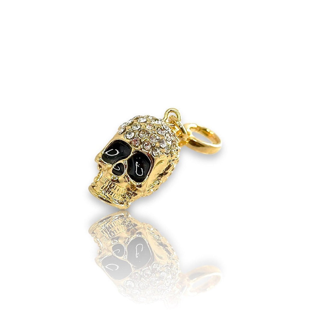 Women’s Lucy Skull Charm In Yellow Gold Jagged Halo Jewelry