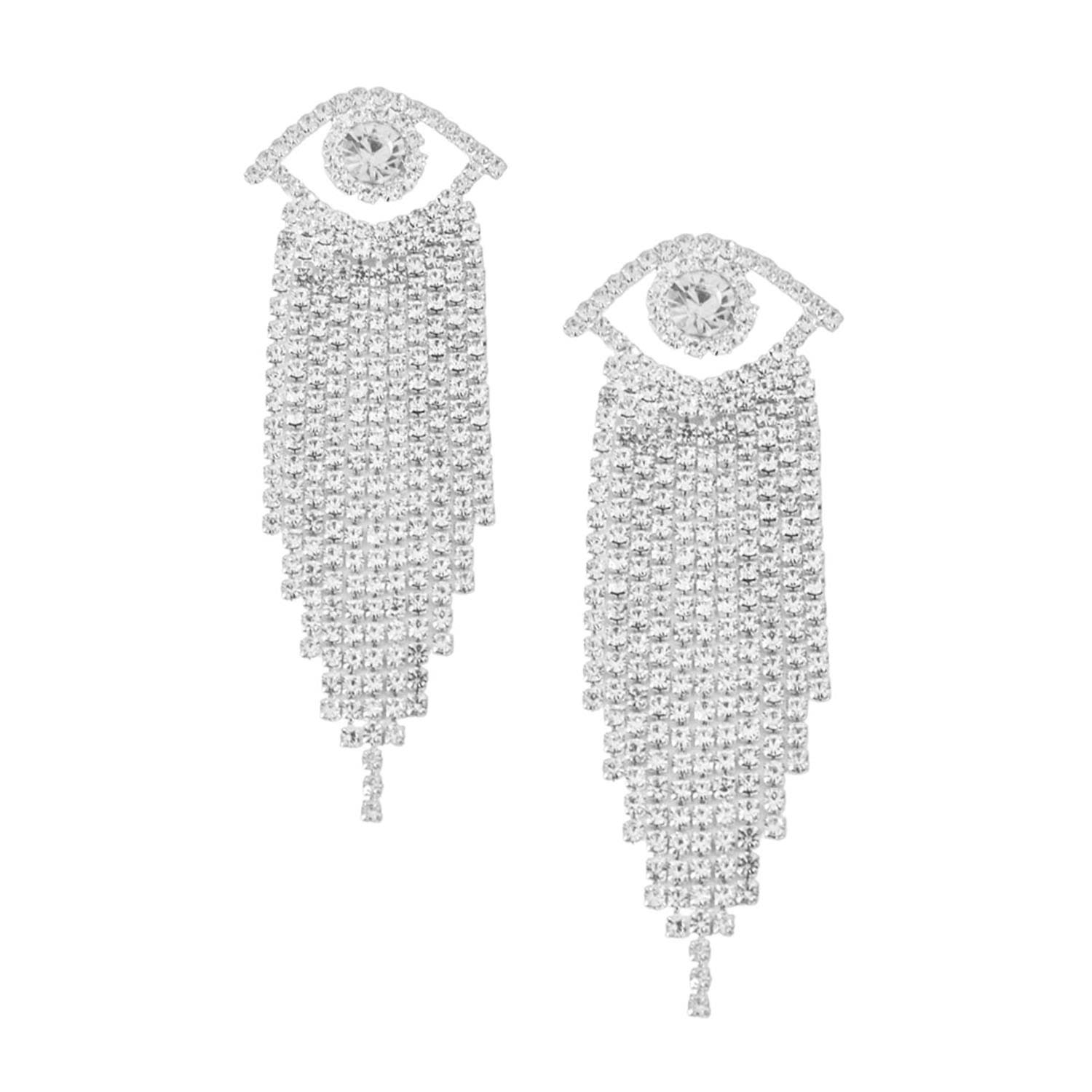 Women’s White Reina Crystal Eye Dangle Earring The Gala