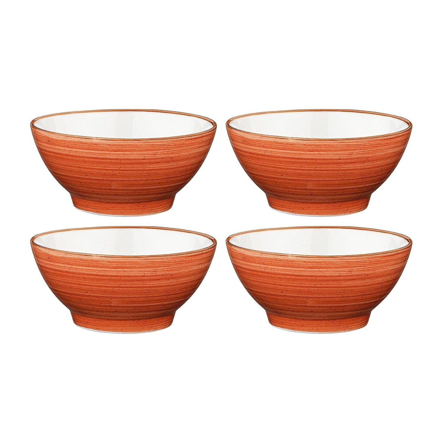 Turgla Home Yellow / Orange Terracota Round Terracotta Porcelain Rice, Side Bowl, Set Of Four