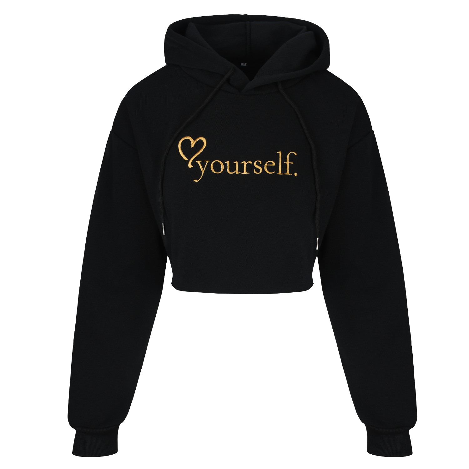 Rejected Hearts Club Women's Love Yourself Crop Hoodie Black In Black