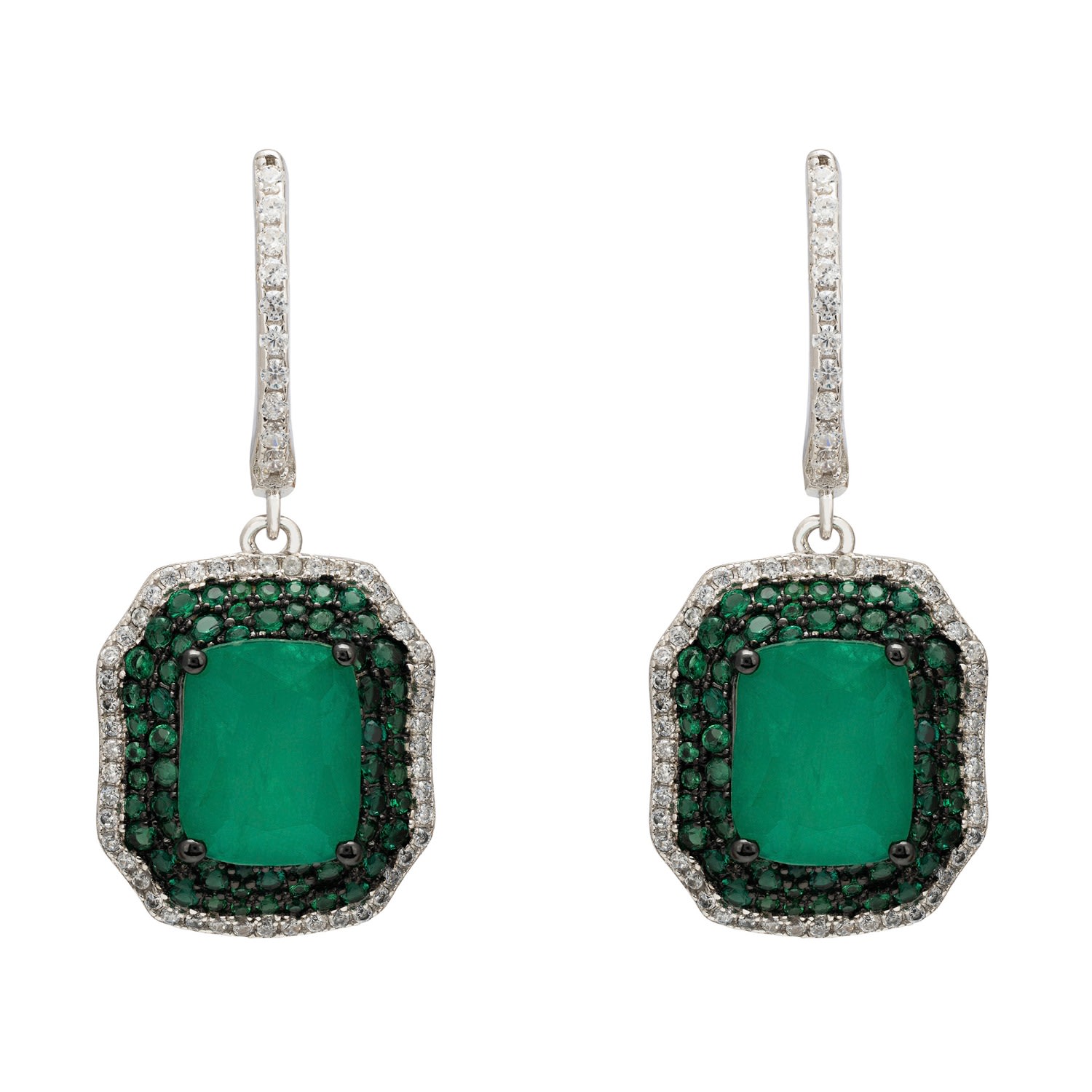 Women’s Green / White / Silver Seraphina Drop Earrings Silver Colombian Emerald Latelita