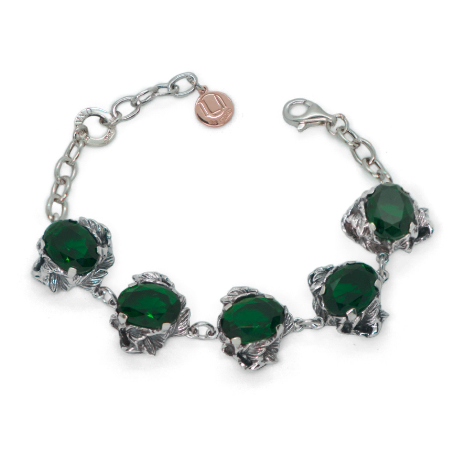 Unaloe Women's Silver / Green Bracelet Coleus Ovalis Silver With Green Zirconia In Multi