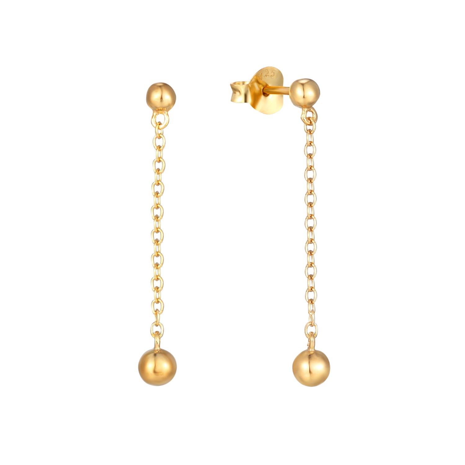 Women’s 22Ct Gold Vermeil Bead Chain Stud Earrings Seol + Gold