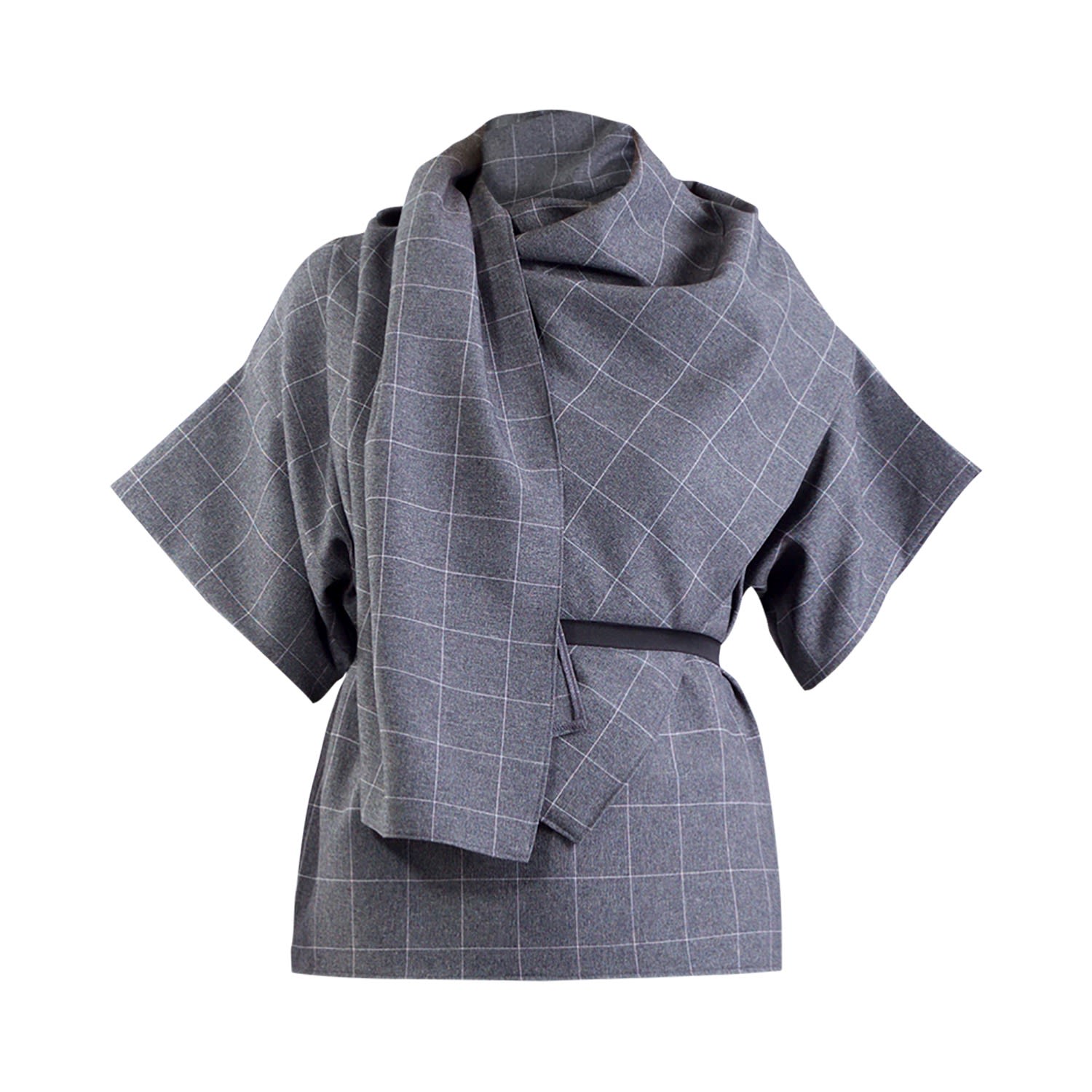 Meem Label Women's Black Dexter Grey Grid Top In Black