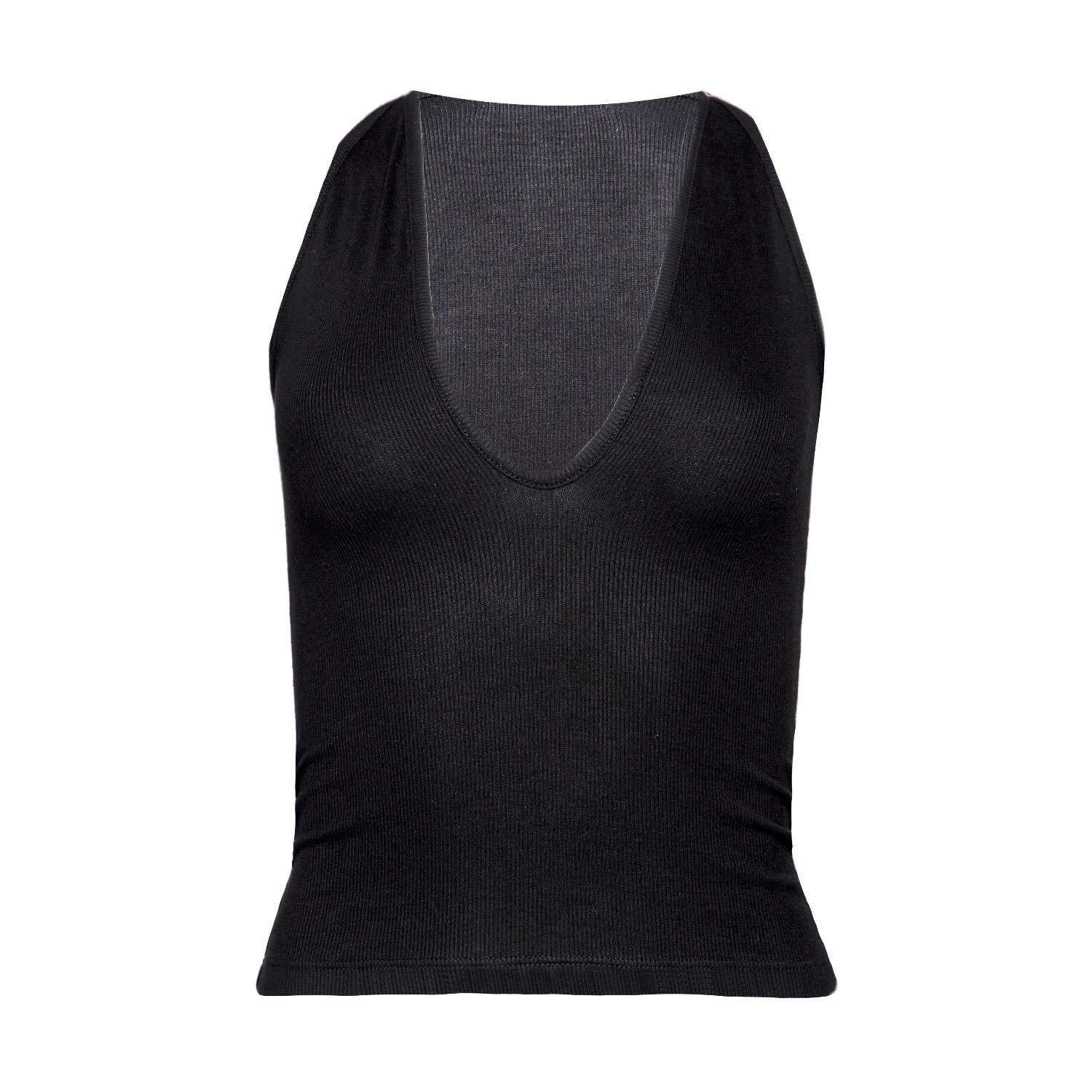 Women’s Pure Plunge Ribbed Sculpt-Body Tank In Black Large Earth Body