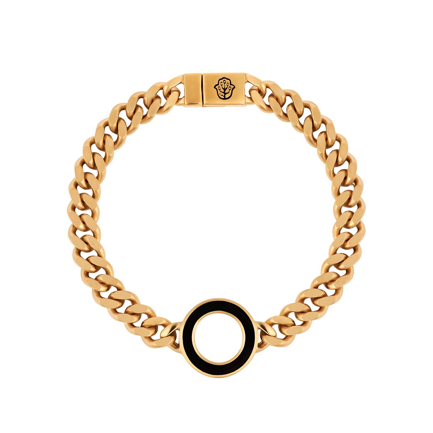 Karma And Luck Men's Gold Awakened Dreams Black Onyx Karma Circle Bracelet