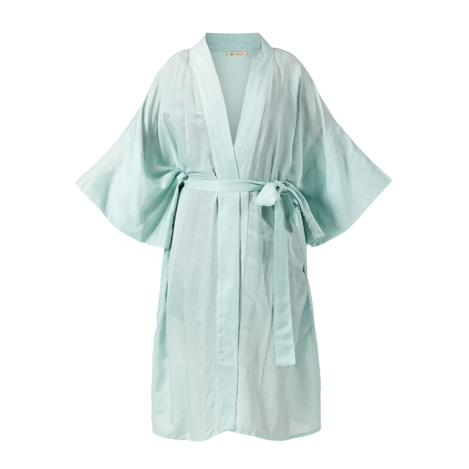 Women's Green / Blue / Neutrals Versatile Kimono In Light Turquoise – Organic Peace Silk & Organic Cotton Blend | One Size | Heritagemoda
