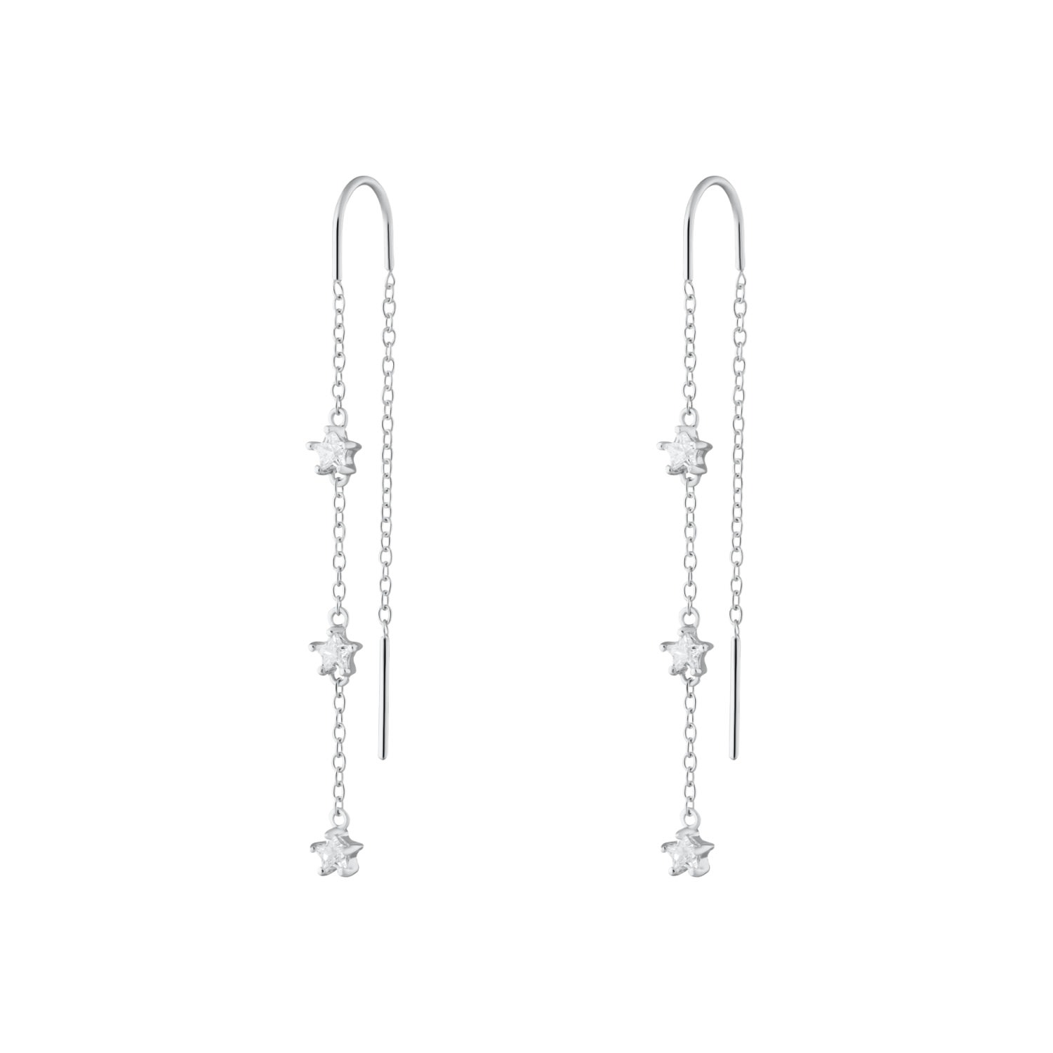 Scream Pretty Women's Silver Sparkling Star Threader Earrings In Metallic
