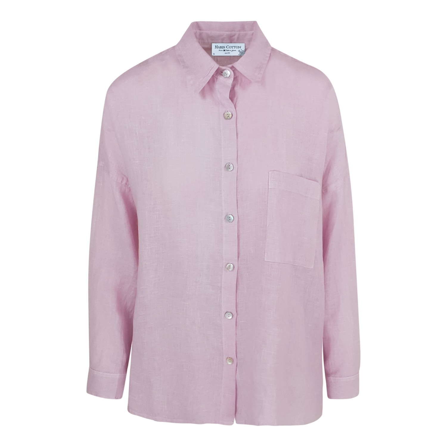 Haris Cotton Women's Pink / Purple Solid Drop Shoulder Linen Shirt - Violet