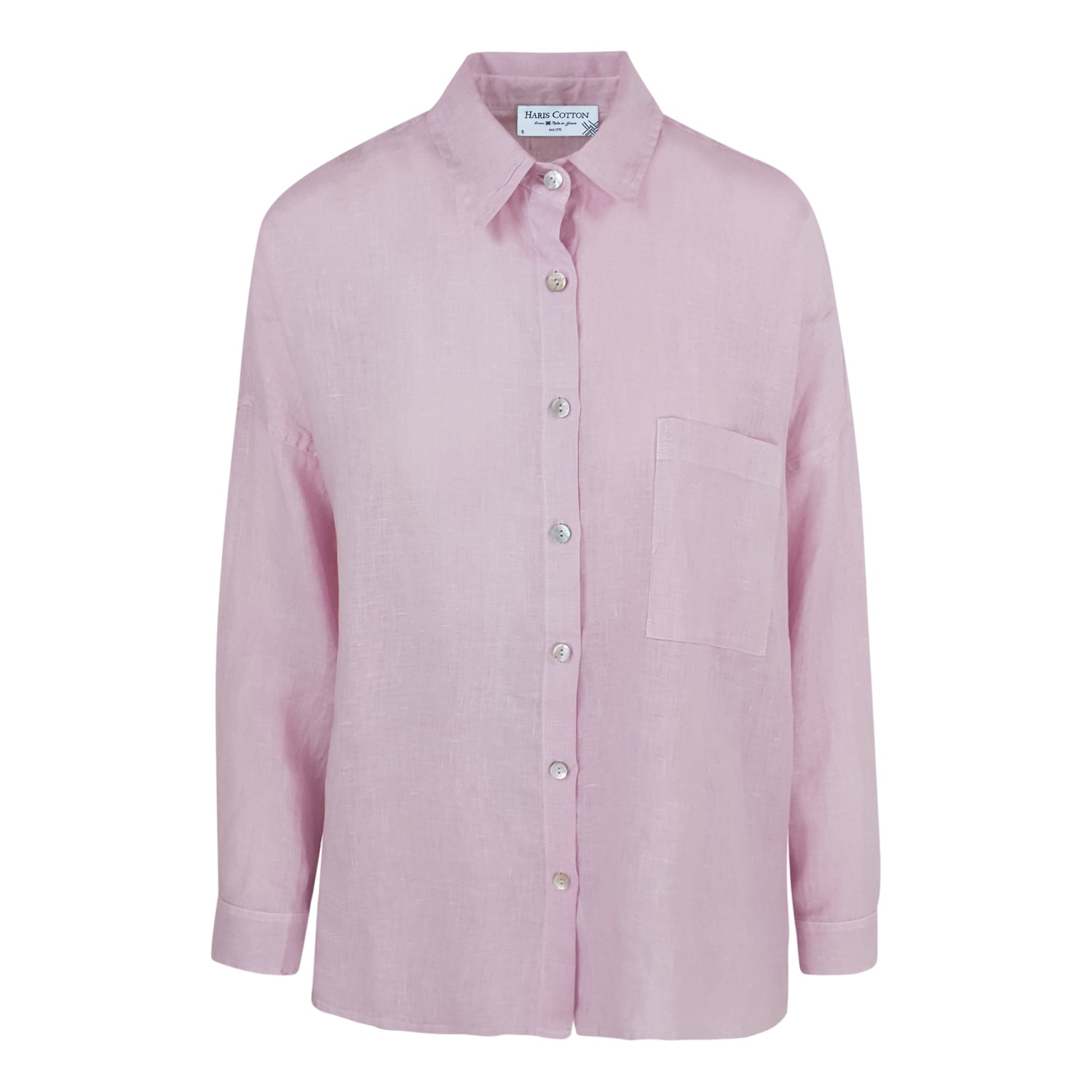 Haris Cotton Women's Pink / Purple Solid Drop Shoulder Linen Shirt - Lilac In Pink/purple