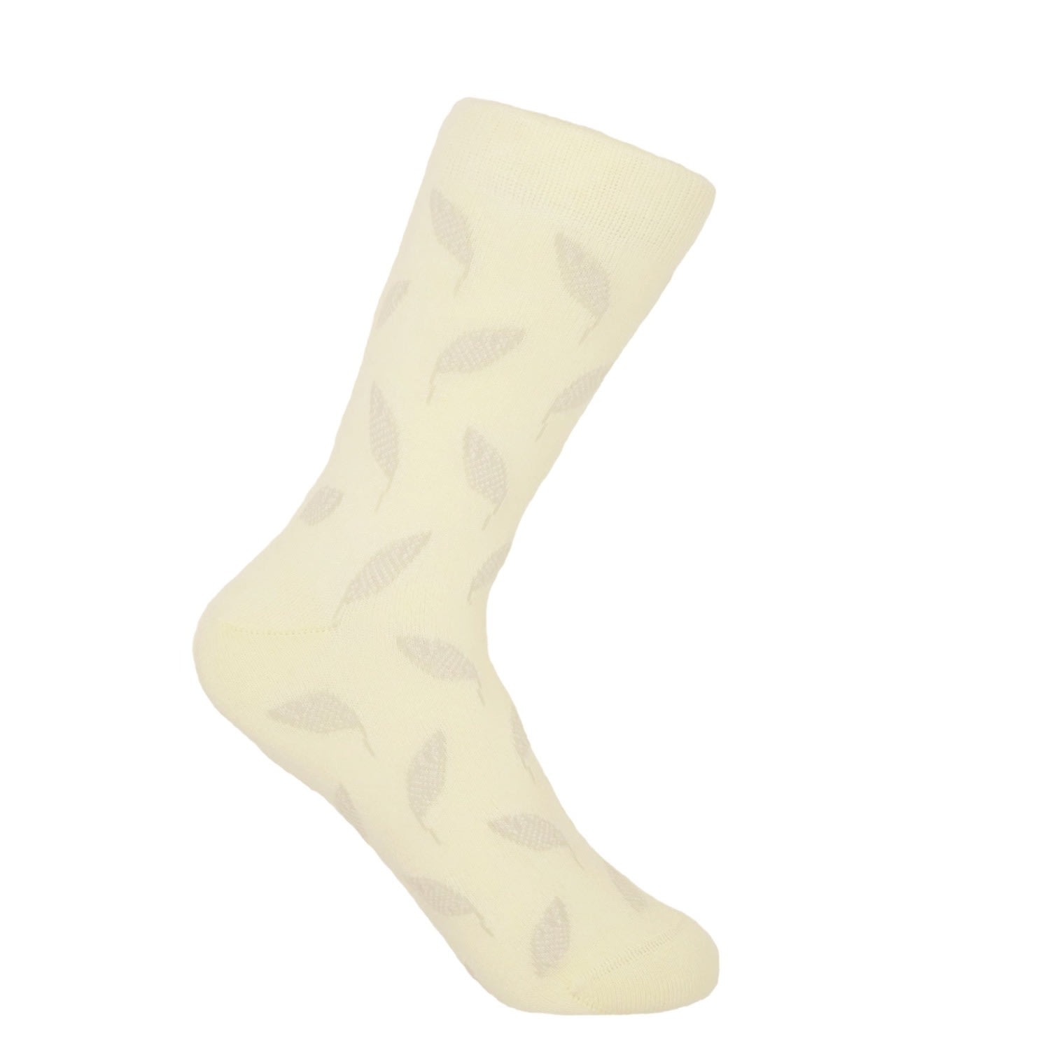 Peper Harow - Made In England Neutrals Cream Leaf Women's Socks In White