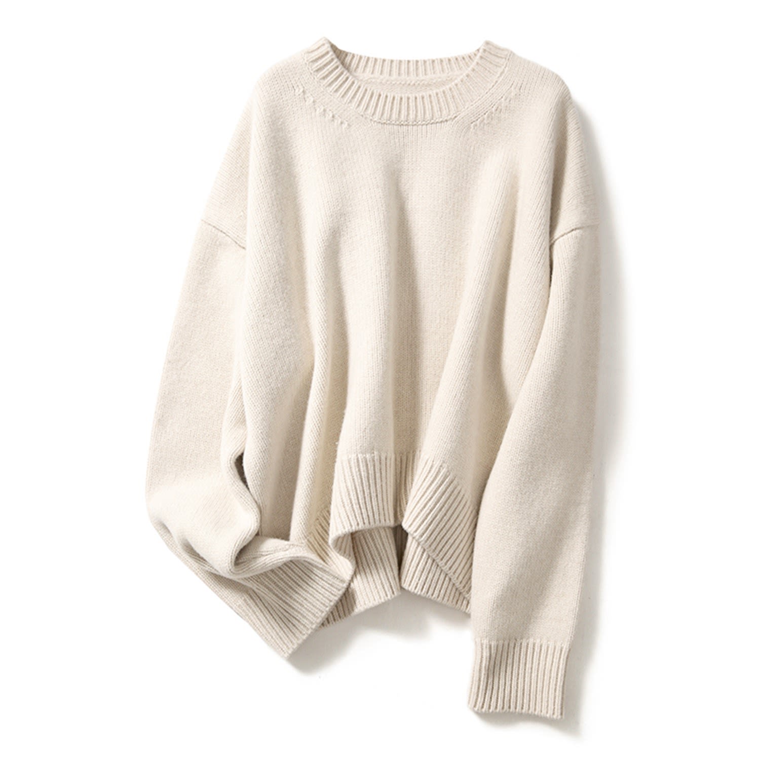 Women’s Neutrals Cashmere Crewneck Sweater - Ivory Large Zenzee