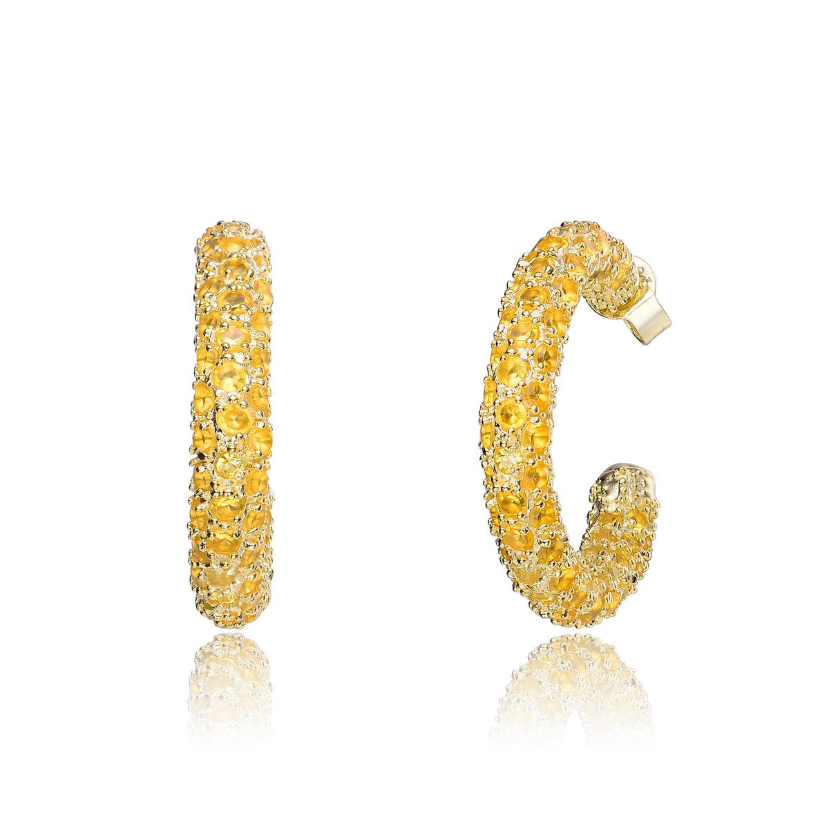 Women’s Gold / Yellow / Orange Louise Bright Yellow Cz Hoop Limited Edition Earrings Genevive Jewelry