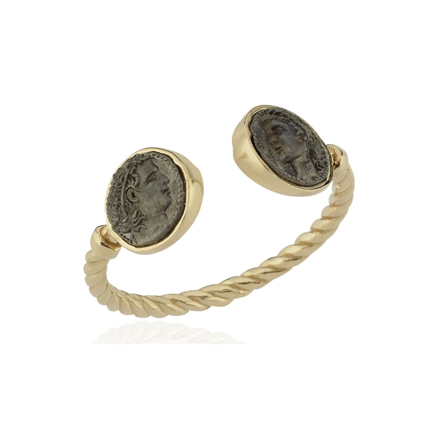 Women’s Gold / Grey Cleopatra & Marcus Gold And Silver Ring Melie Jewelry