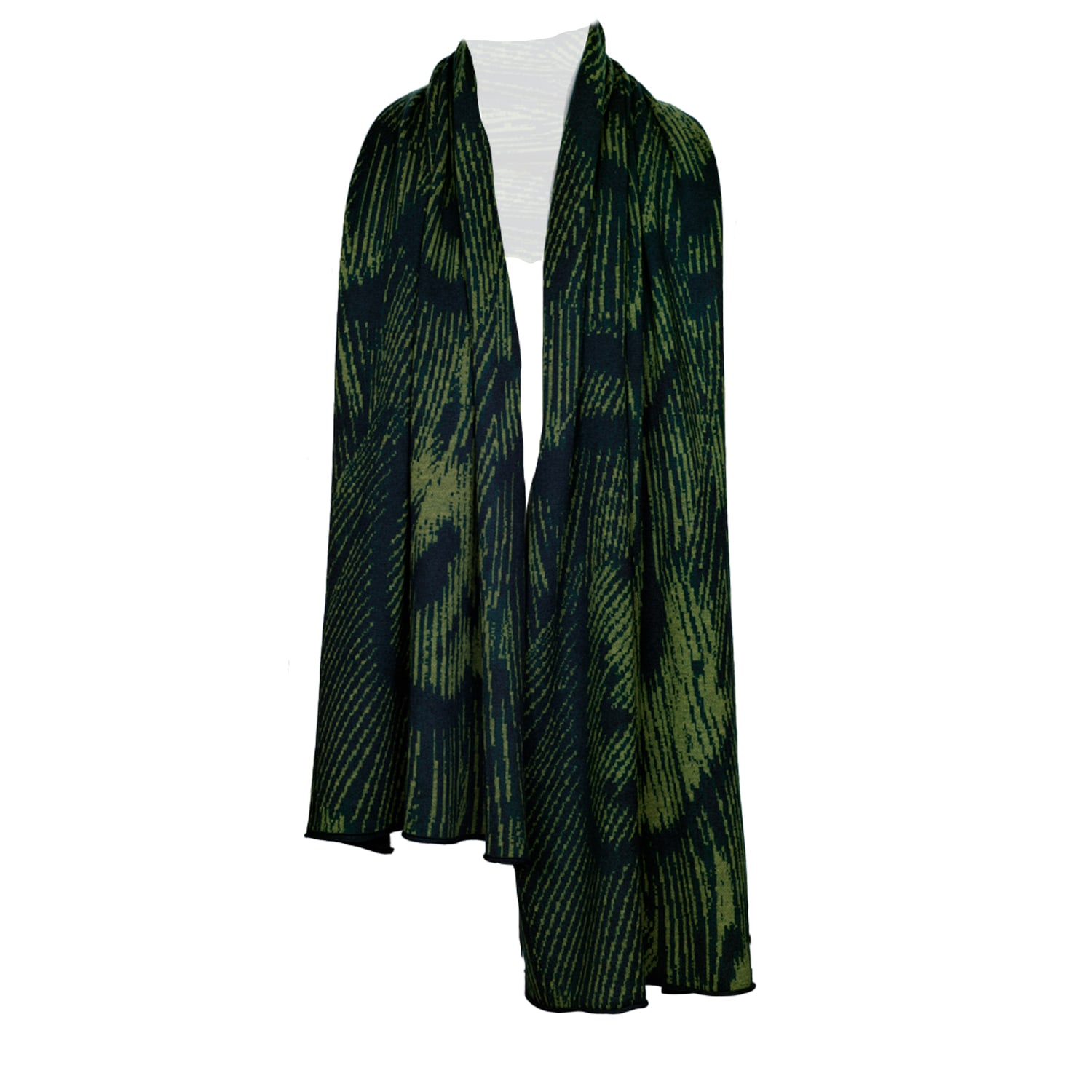 Essien & Emre Women's Volucer Merino Wool Pattern Scarf Green Forest In Green