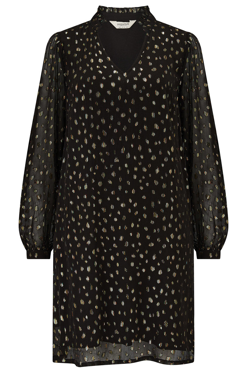 Sugarhill Brighton Women's Gold / Black Chantelle Mini Dress Black, Metallic Spot In Black