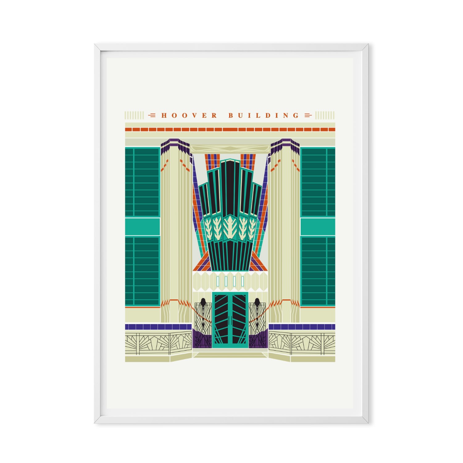 Eye For London Prints The Hoover Building Art Print Poster In Black/blue/green/white