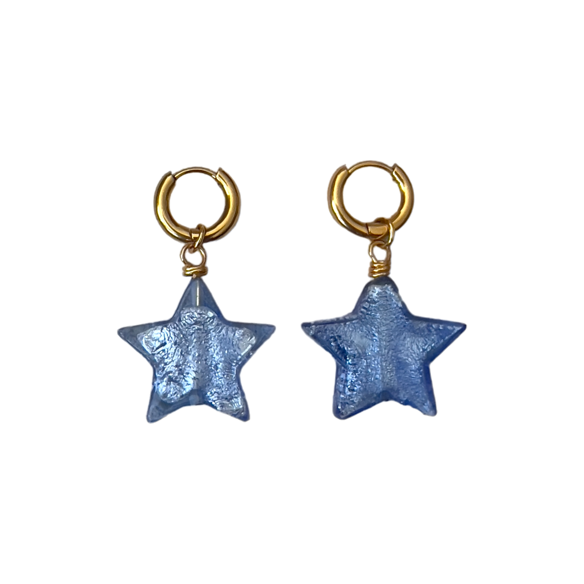 Women’s Gold Lille Glass Star Earrings - Baby Blue Sccollection