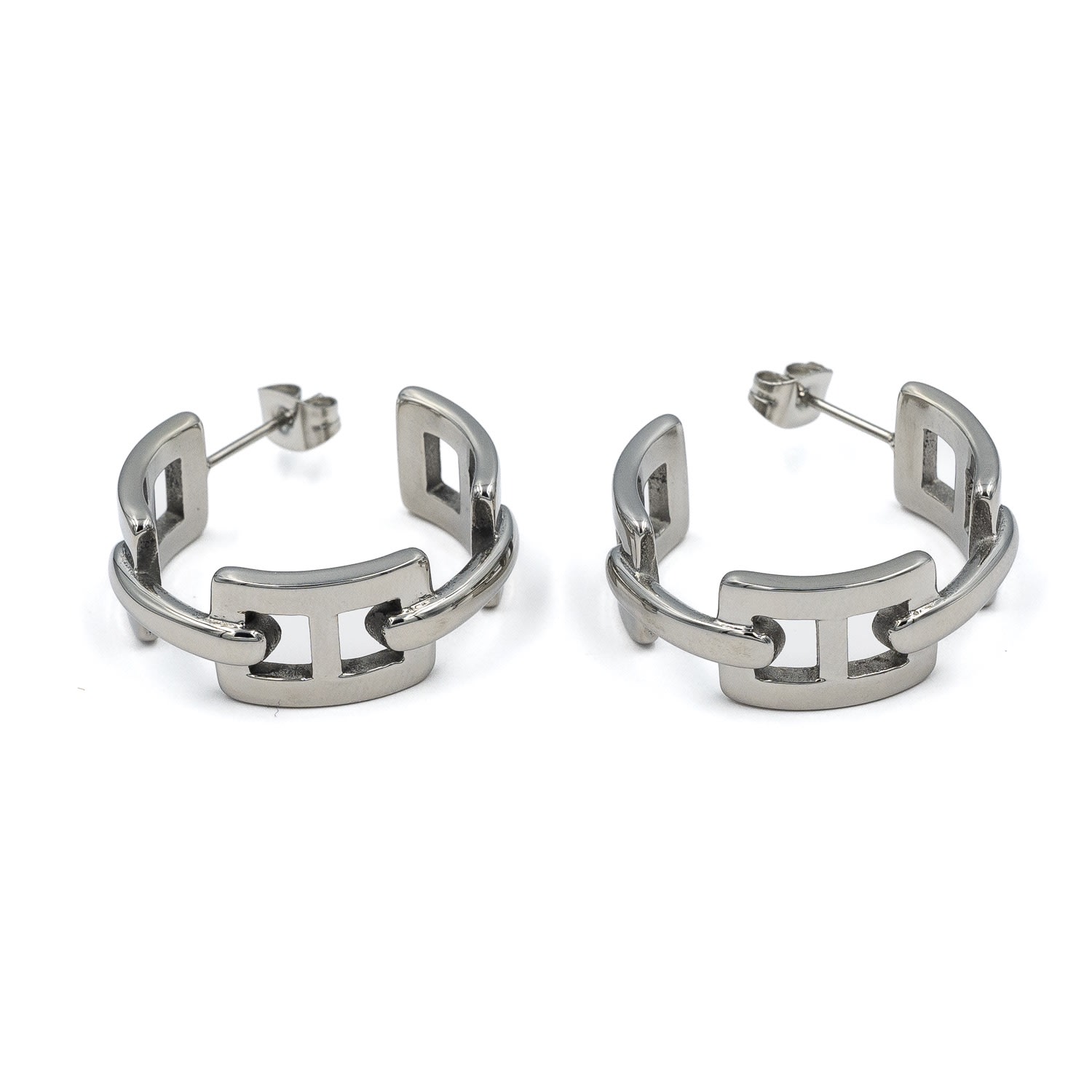 Superdivajewellery Women's Silver Geo Hoop Earrings In Silver