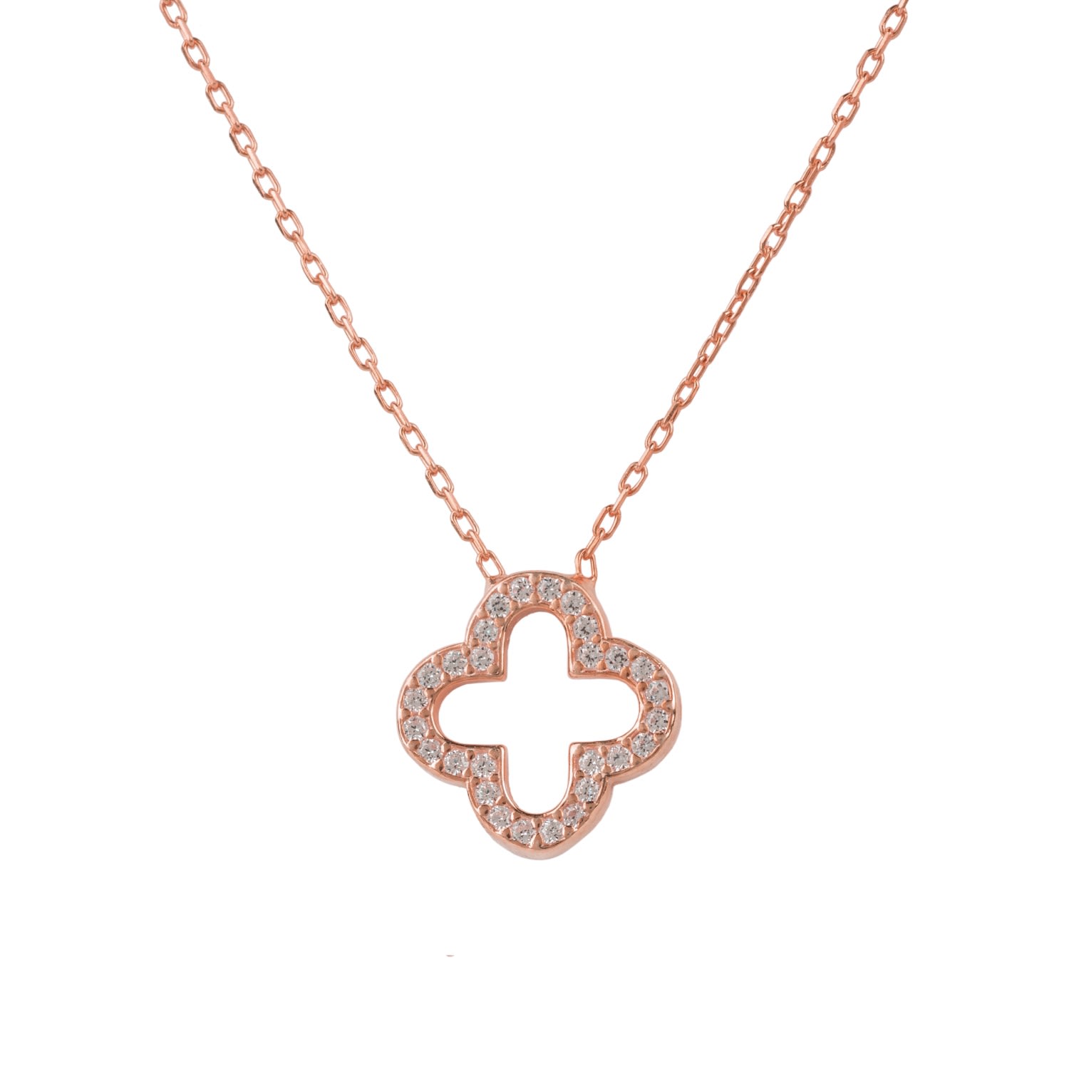 Women’s Rose Gold / White Byzantine Clover Necklace Rosegold Latelita