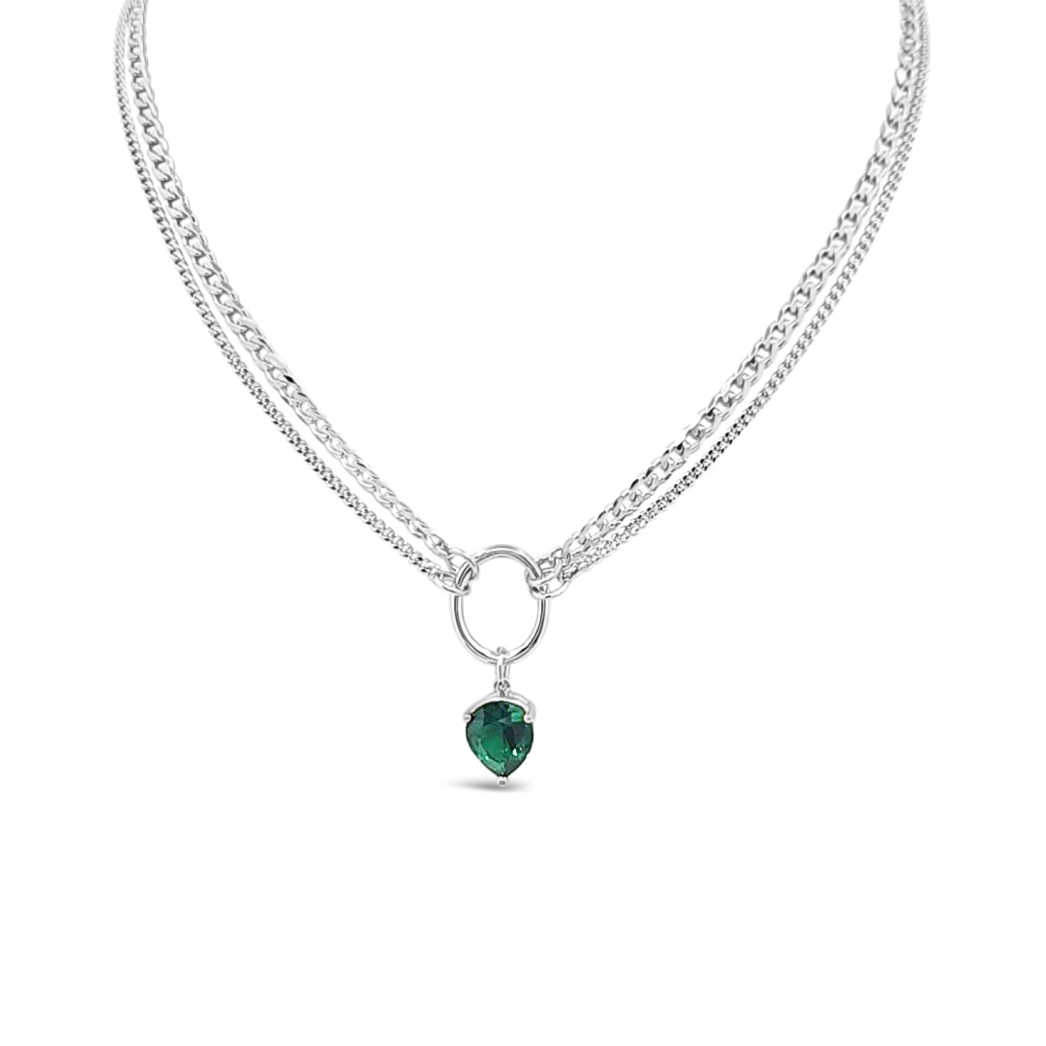 Lutiro Women's Green Statement Curb Necklace - Emerald In Green