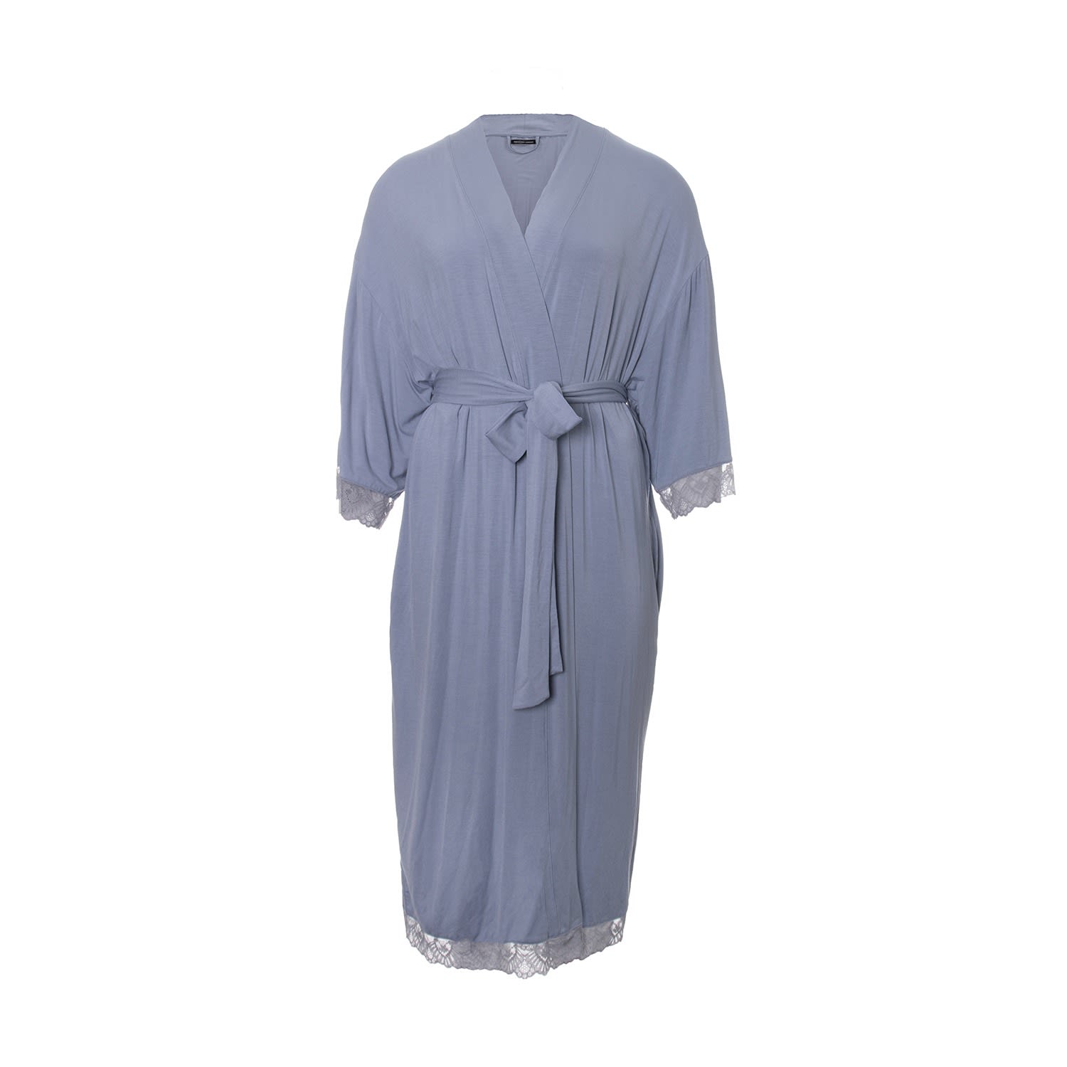 Pretty You Women's Bamboo Lace Kimono Robe In Blue Mist In Blue