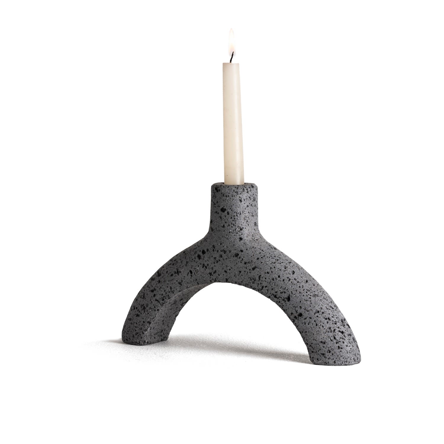 And Jacob Grey Wishbone Lava Stone Candle Holder In Multi