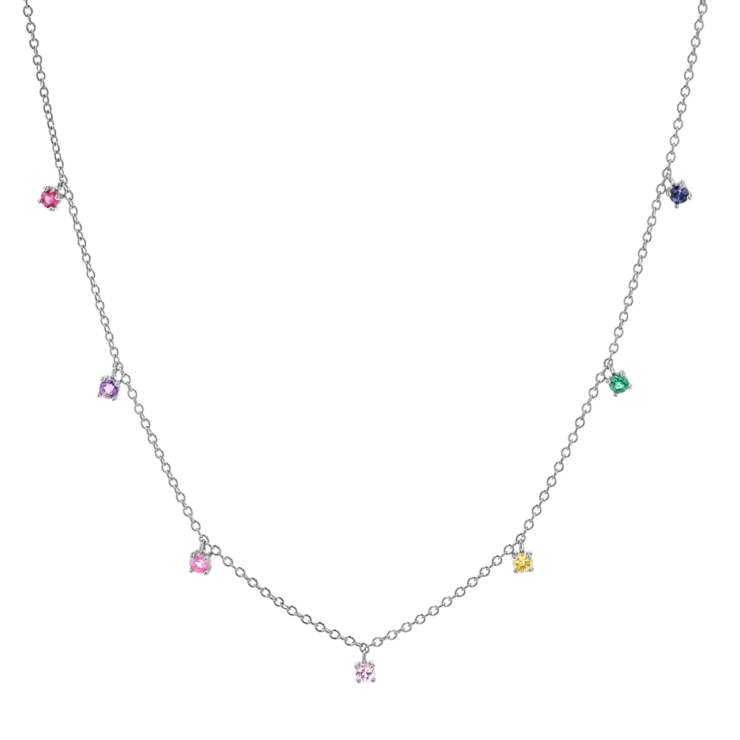 Gold Trip Women's Rainbow Multi Gemstone Necklace In Silver In Metallic