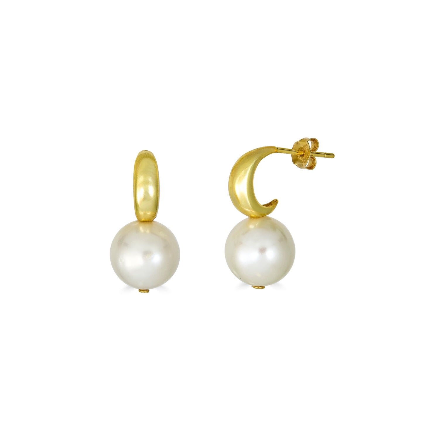 Women’s White / Gold Quinn Freshwater Pearl Gold Vermeil Half Moon Earrings Rodela