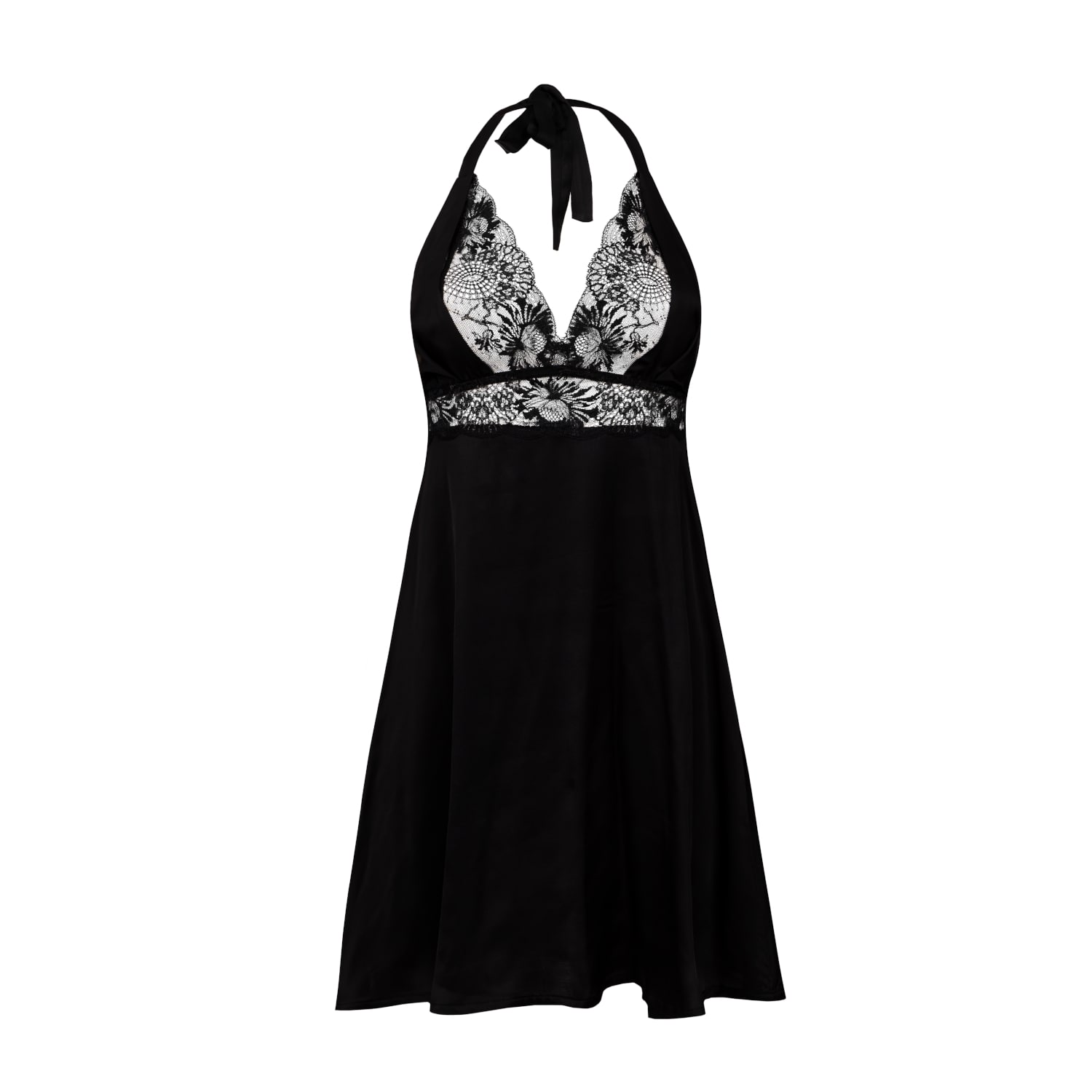 Oh!zuza Night&day Women's Satin Nightdress With Lace - Black In Black