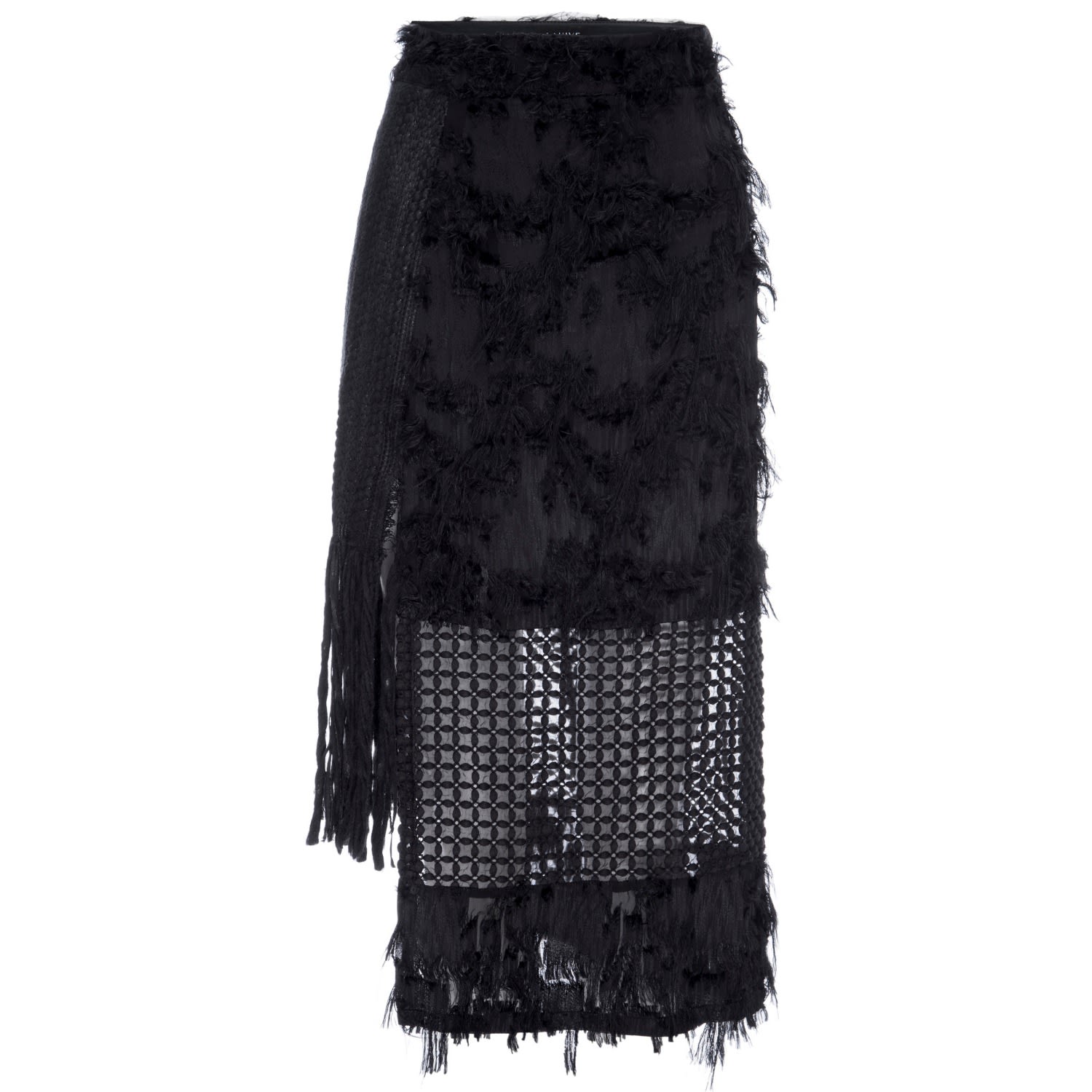 Lahive Women's Black Jamie Straight Skirt With Fringe