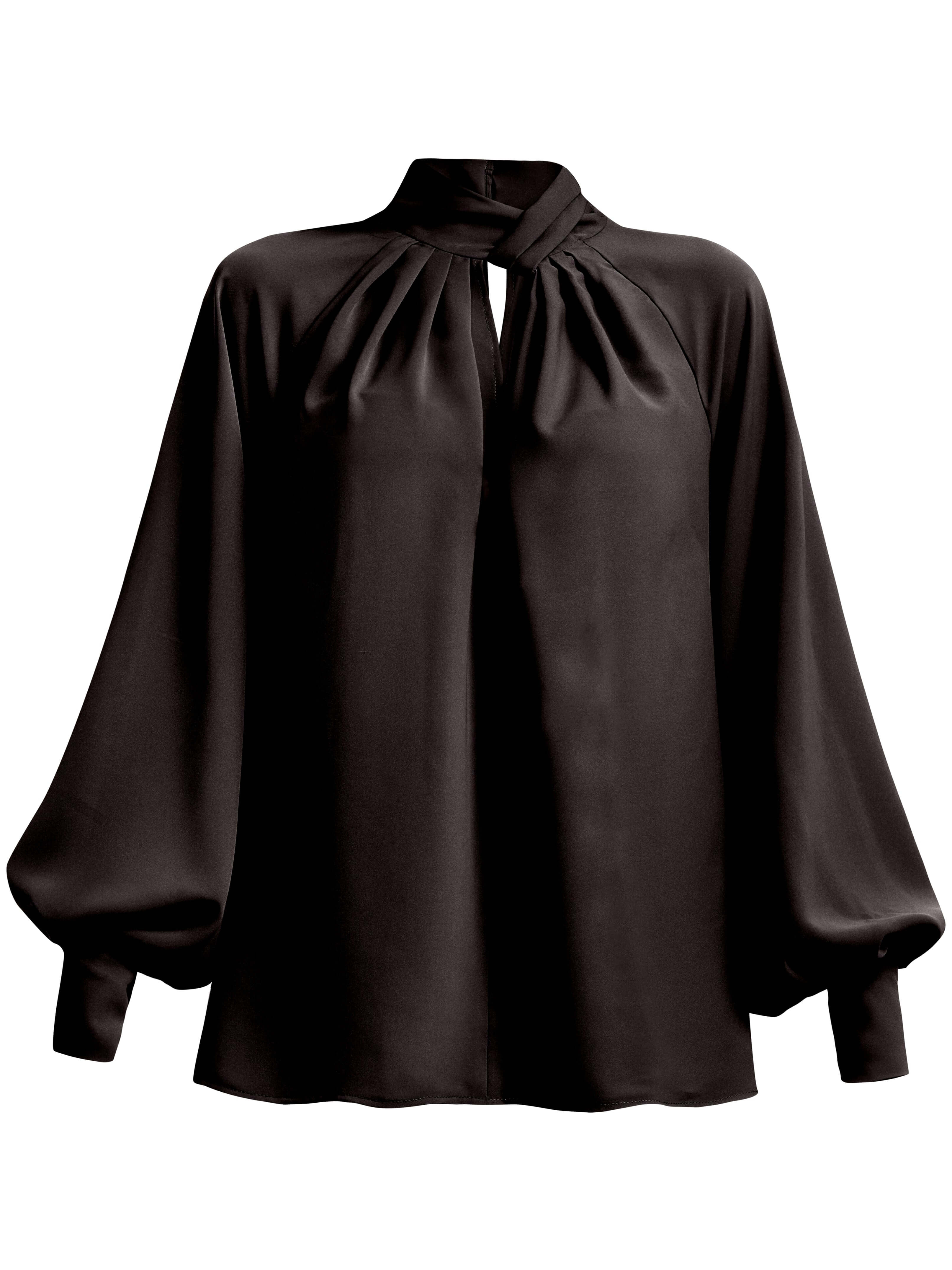 Women’s Get Down To Business Satin Oversized Blouse - Black XXL Tia Dorraine